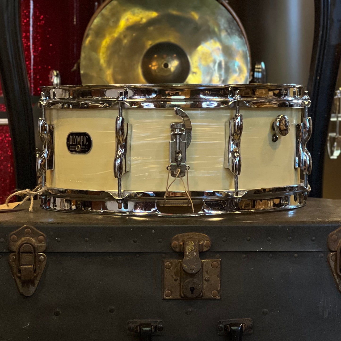 VINTAGE 1960's 5x14 Olympic by Premier Snare Drum in White Oyster