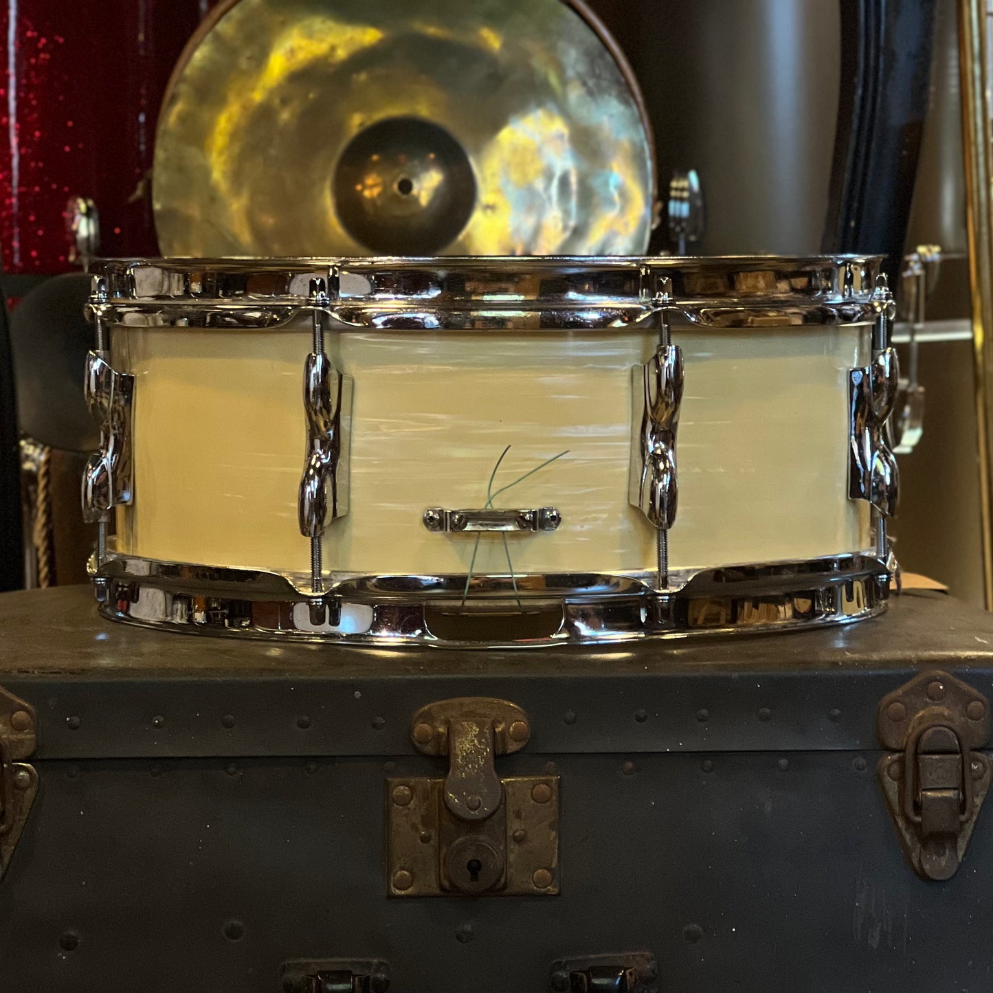 VINTAGE 1960's 5x14 Olympic by Premier Snare Drum in White Oyster