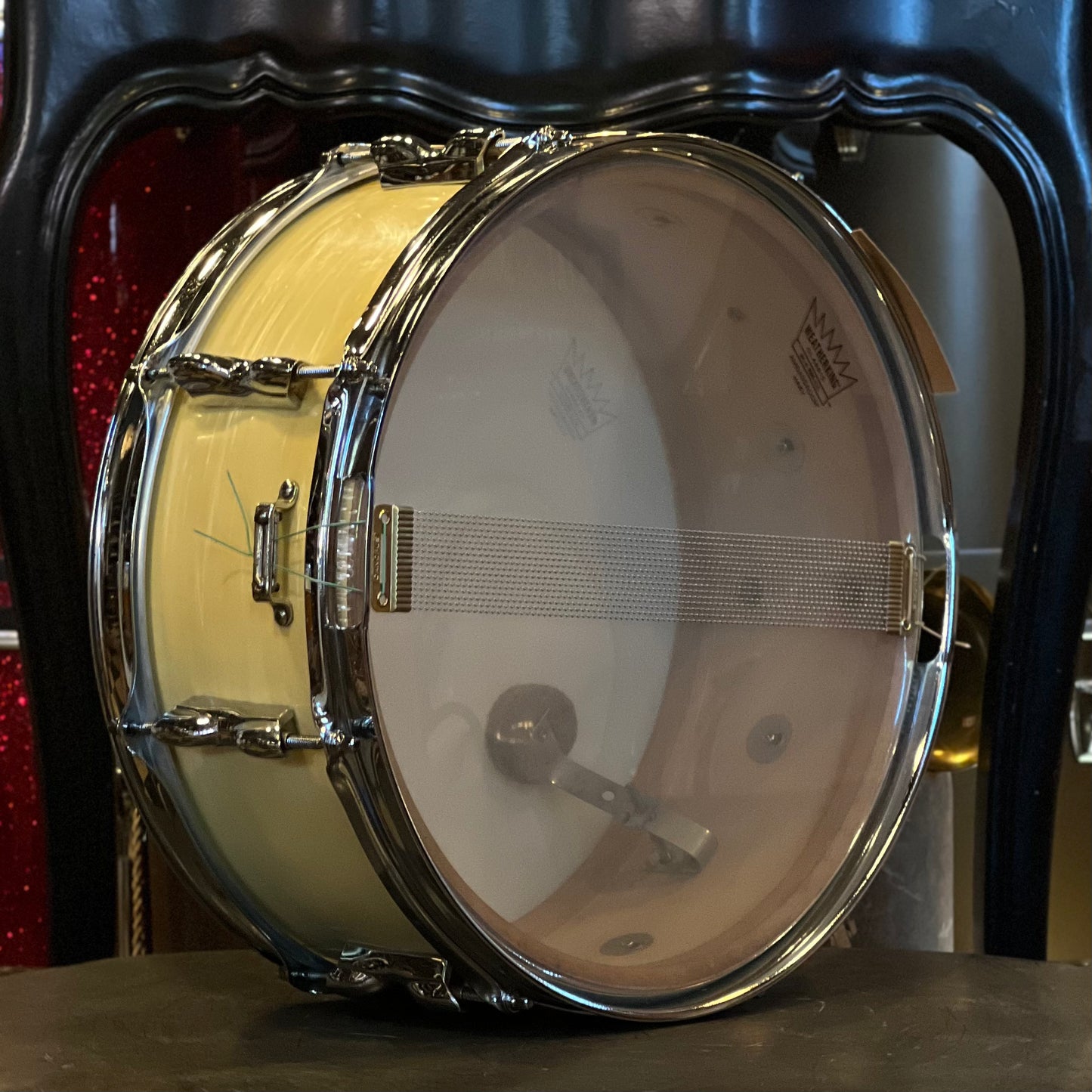 VINTAGE 1960's 5x14 Olympic by Premier Snare Drum in White Oyster