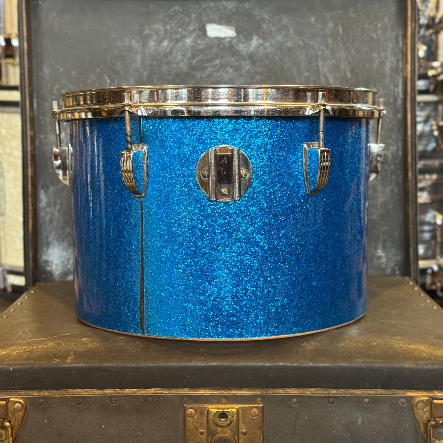 VINTAGE 1970's Ludwig 9x13" Blue & Olive Badge Concert Tom in Blue Sparkle
