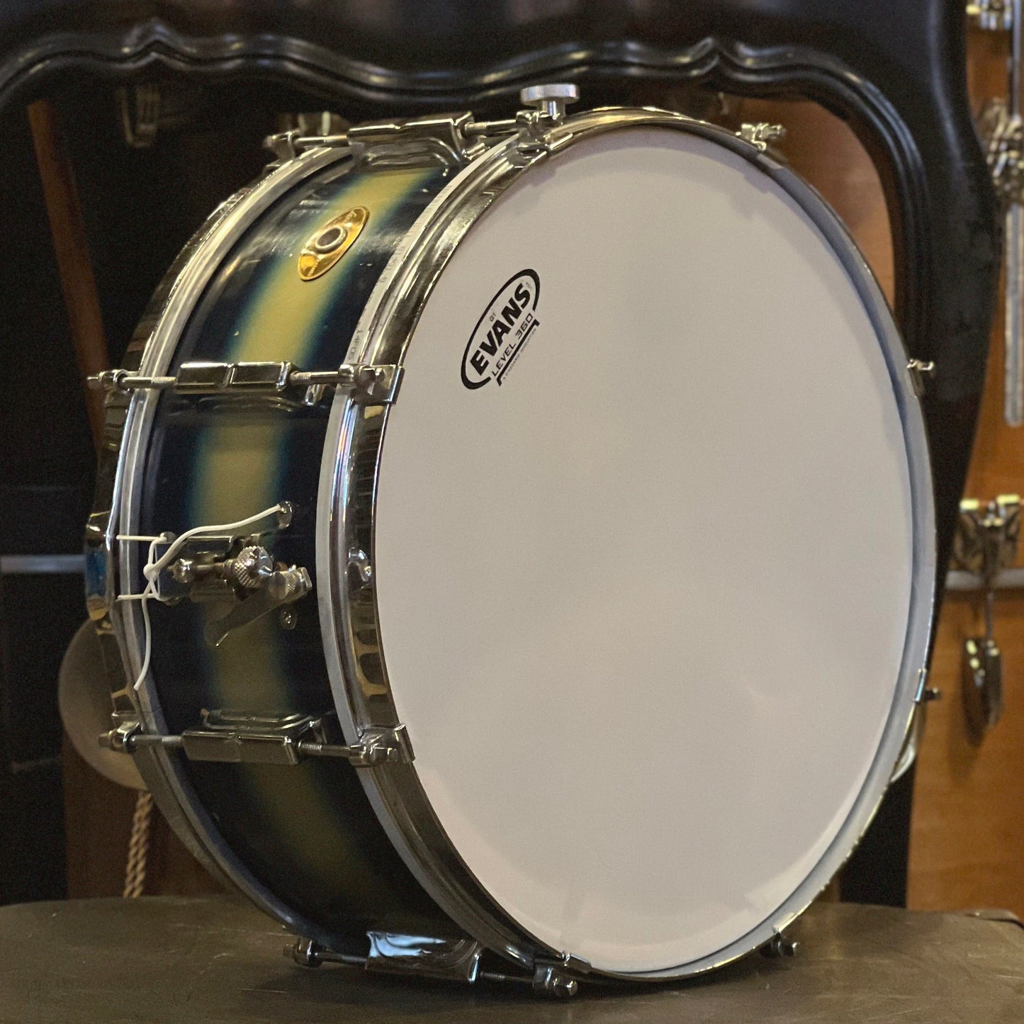 VINTAGE 1958 Leedy 5.5x14 Snare Drum in Blue & Silver Duco
