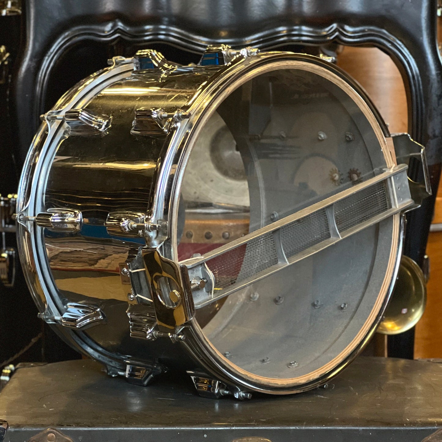 VINTAGE 1980's Rogers "Big R" 10x14 Dynasonic Snare Drum in Chrome over Wood