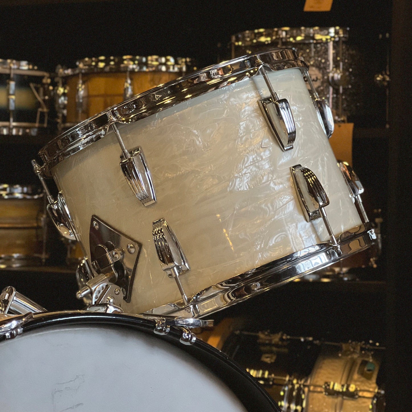 VINTAGE 1958 WFL Buddy Rich Super Classic Outfit in White Marine Pearl - 14x22, 9x13, 16x16, 5.5x14 Snare