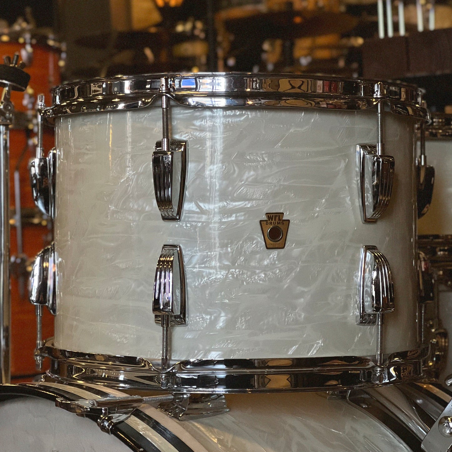 VINTAGE 1958 WFL Buddy Rich Super Classic Outfit in White Marine Pearl - 14x22, 9x13, 16x16, 5.5x14 Snare