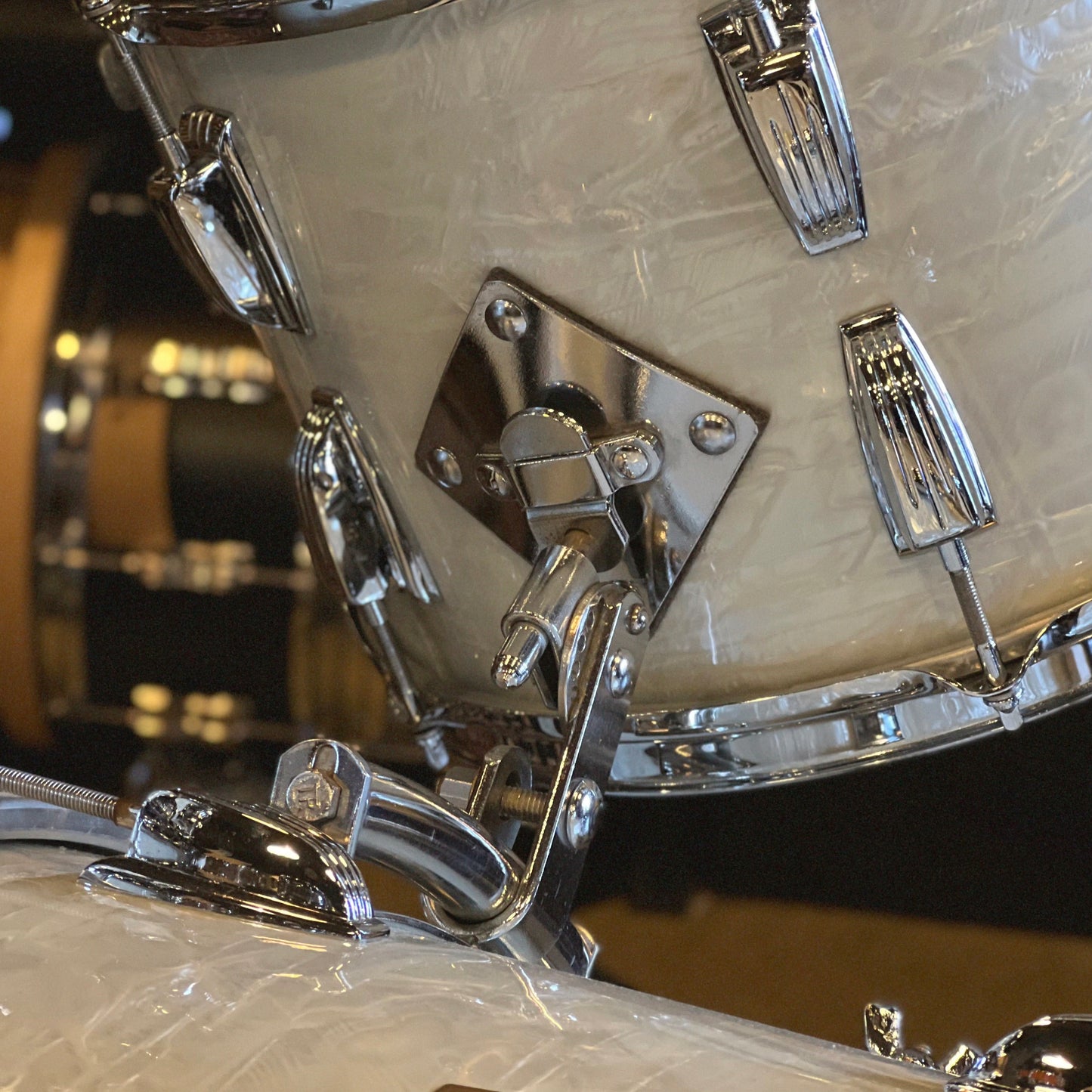 VINTAGE 1958 WFL Buddy Rich Super Classic Outfit in White Marine Pearl - 14x22, 9x13, 16x16, 5.5x14 Snare
