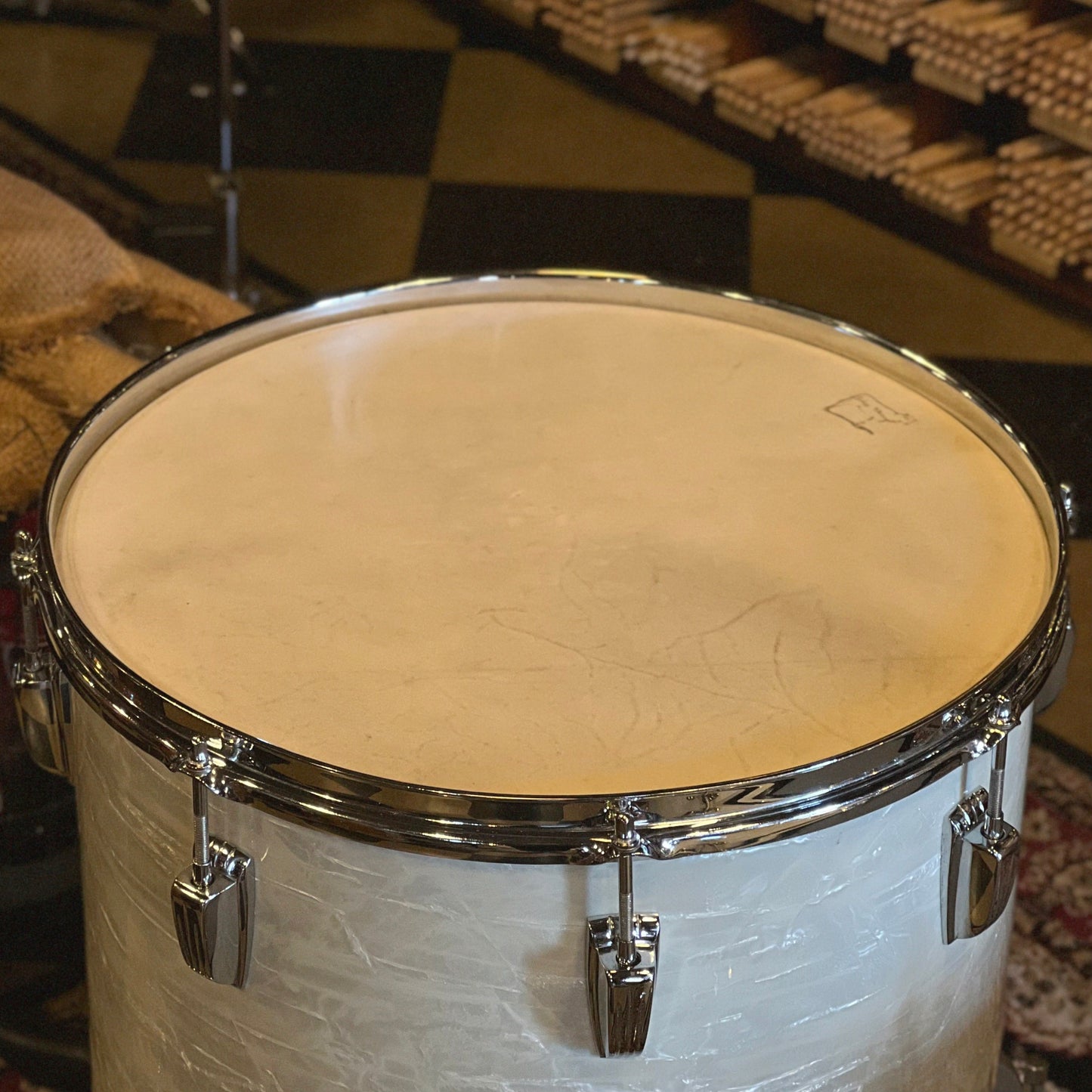 VINTAGE 1958 WFL Buddy Rich Super Classic Outfit in White Marine Pearl - 14x22, 9x13, 16x16, 5.5x14 Snare