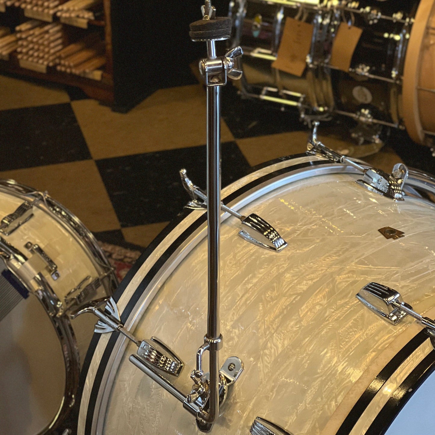 VINTAGE 1958 WFL Buddy Rich Super Classic Outfit in White Marine Pearl - 14x22, 9x13, 16x16, 5.5x14 Snare