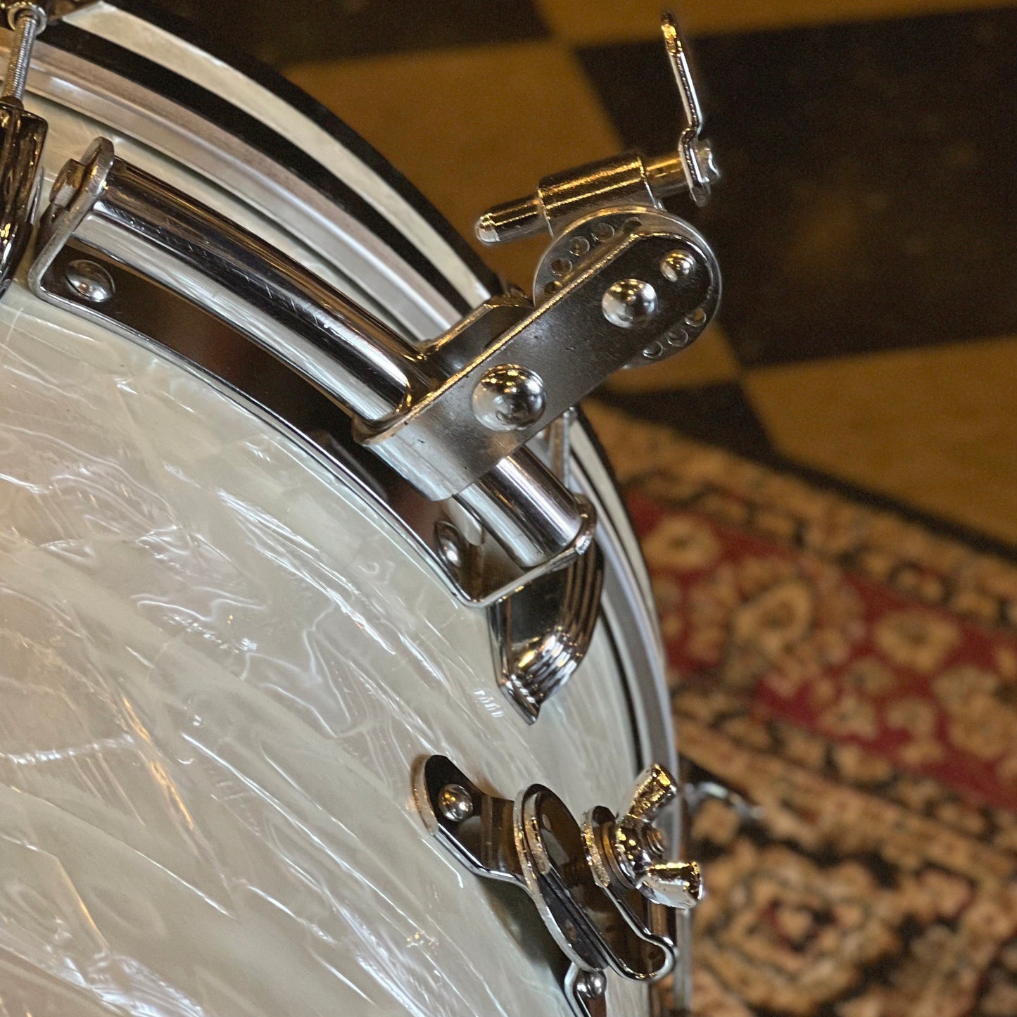 VINTAGE 1958 WFL Buddy Rich Super Classic Outfit in White Marine Pearl - 14x22, 9x13, 16x16, 5.5x14 Snare