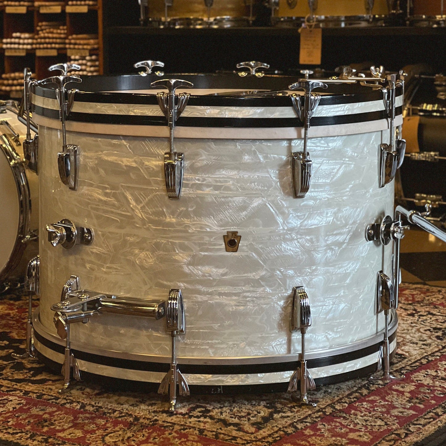VINTAGE 1958 WFL Buddy Rich Super Classic Outfit in White Marine Pearl - 14x22, 9x13, 16x16, 5.5x14 Snare