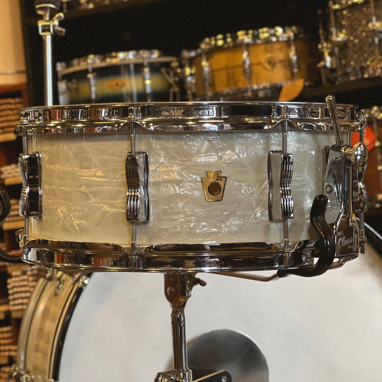 VINTAGE 1958 WFL Buddy Rich Super Classic Outfit in White Marine Pearl - 14x22, 9x13, 16x16, 5.5x14 Snare