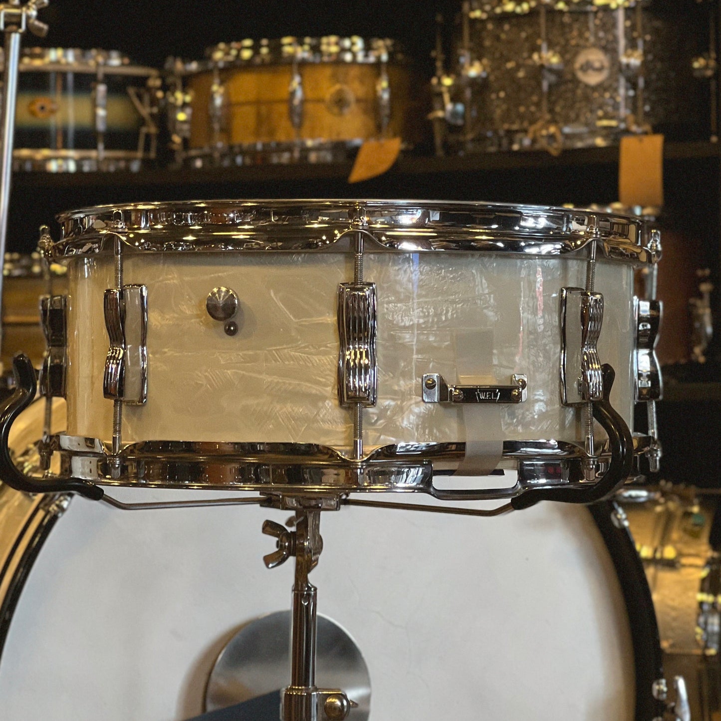 VINTAGE 1958 WFL Buddy Rich Super Classic Outfit in White Marine Pearl - 14x22, 9x13, 16x16, 5.5x14 Snare
