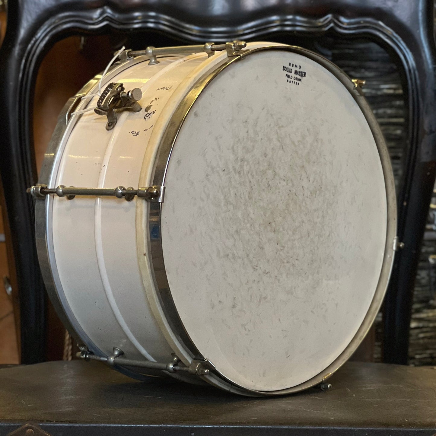 VINTAGE 1930's Leedy 6.5x14 Utility Model 6-Lug Snare Drum in White Enamel