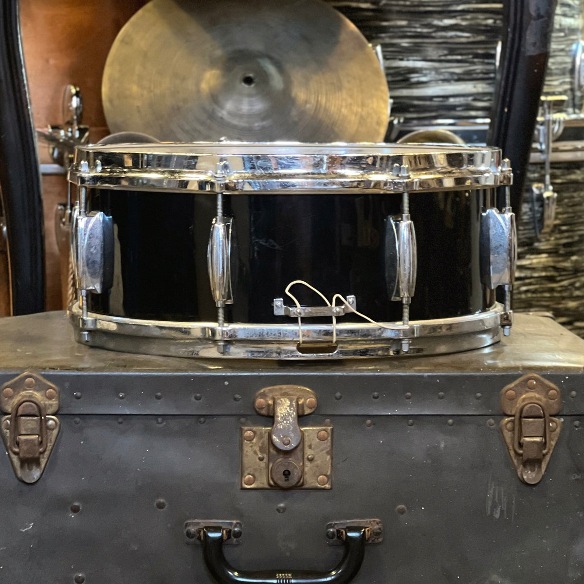 VINTAGE 1950's Gretsch 5.5x14 Snare Drum in Rewrapped Black Nitron