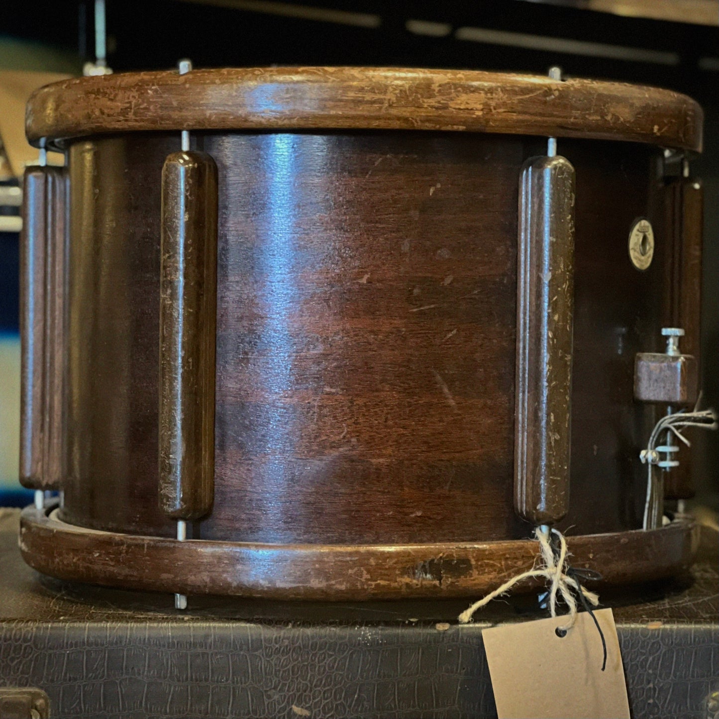 VINTAGE 1940's 10x14 Ludwig & Ludwig Victory Marcher with Wooden Lugs & Hoops in Mahogany Lacquer