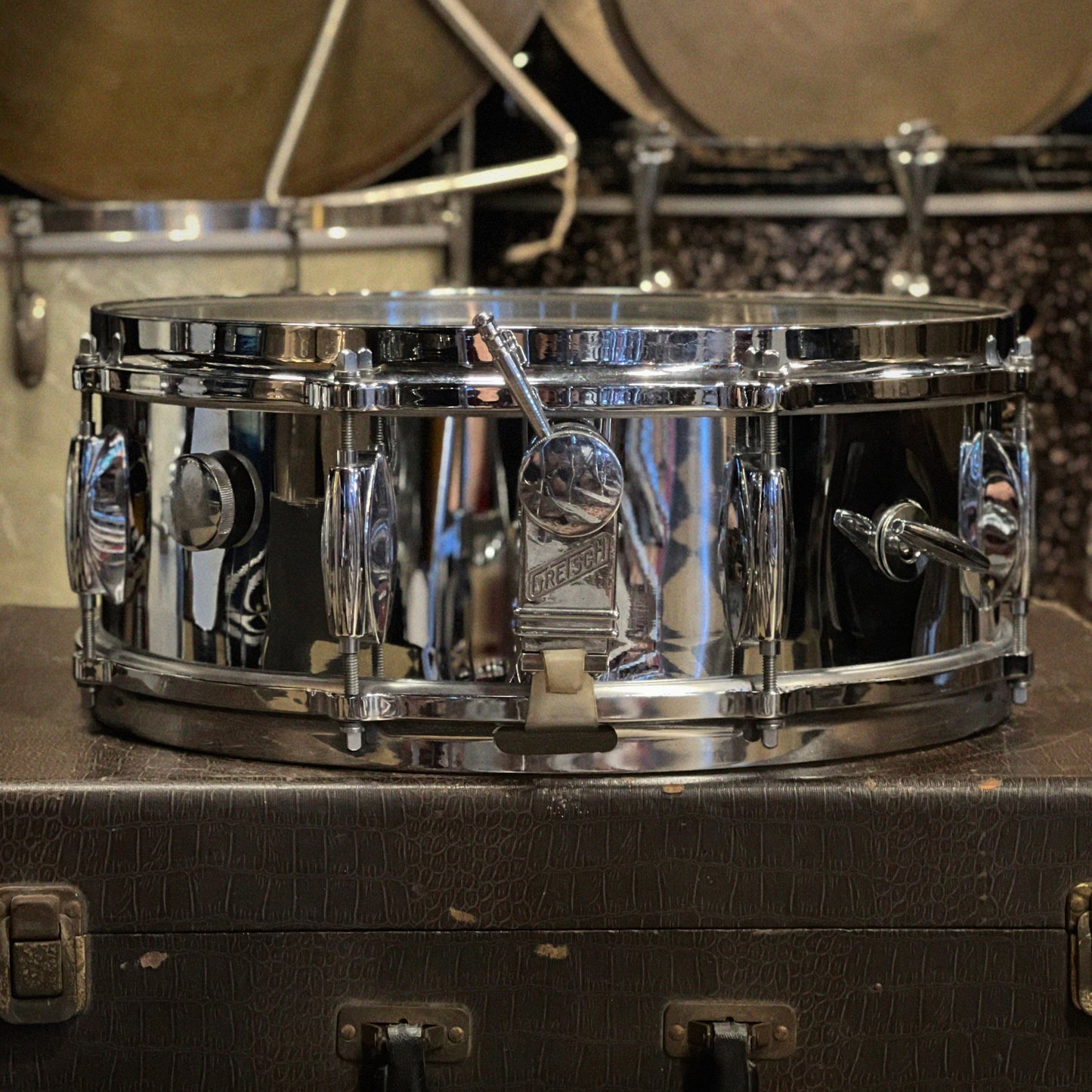 VINTAGE 1960's Gretsch 5x14 4160 Chrome over Brass "No Line" Snare Drum