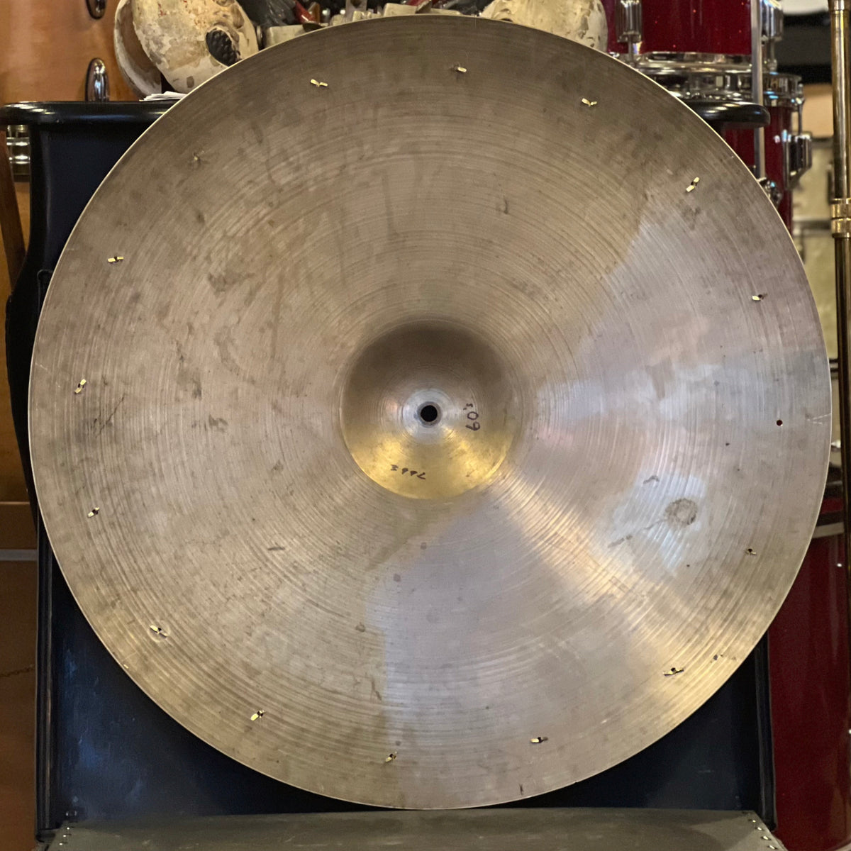 VINTAGE 1960's A. Zildjian 24" Medium Ride Cymbal w/ Fifteen Rivets