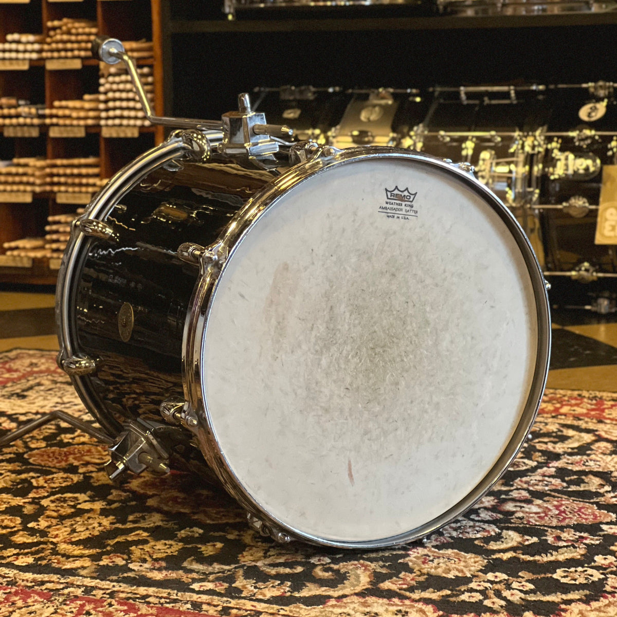VINTAGE 1960's Gretsch Roundbadge 14x14 Floor Tom Refinished in Black