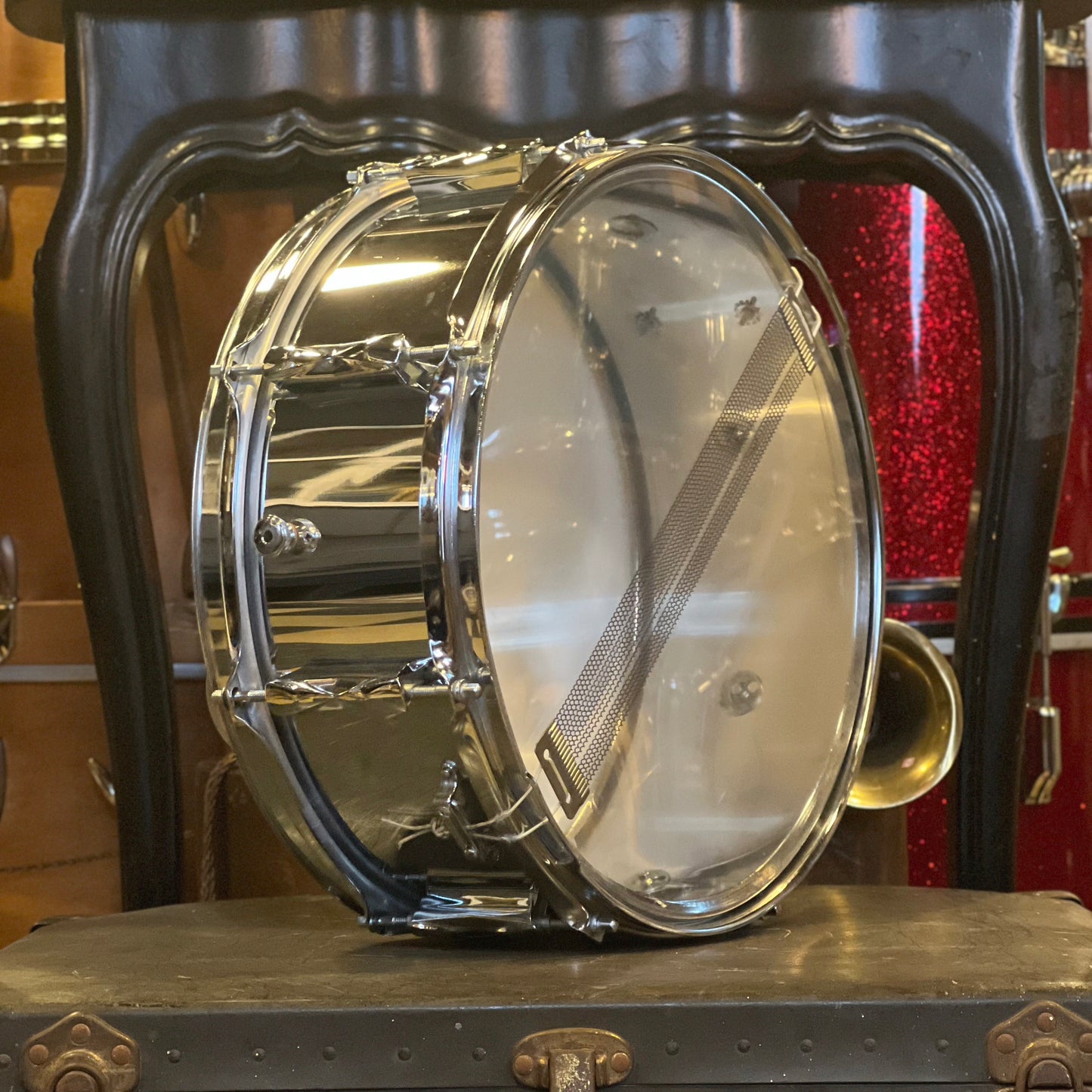 VINTAGE 1970's Premier 5x14 Chrome over Steel Snare Drum