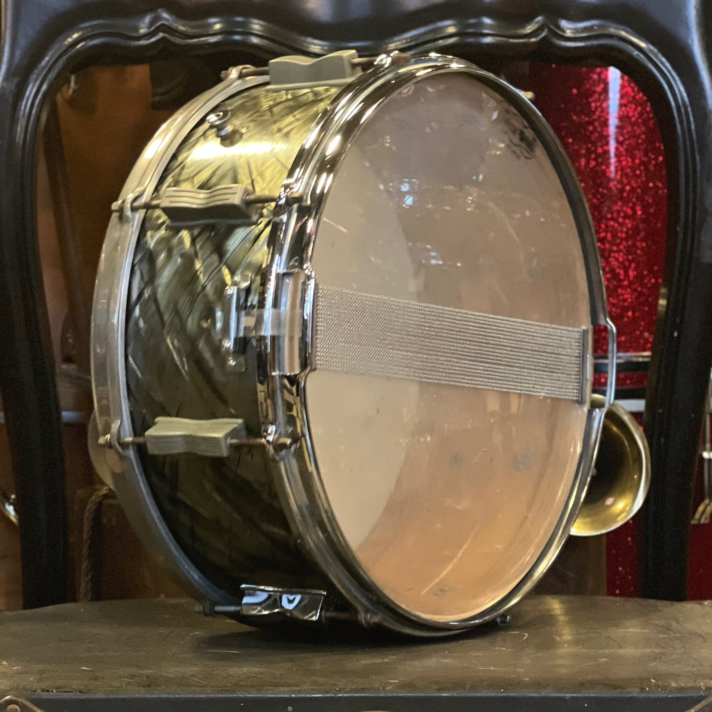 VINTAGE 1960's Premier 5x14 Super Ace Frankenstein Snare Drum w/ Ludwig Hardware in Black Diamond Pearl