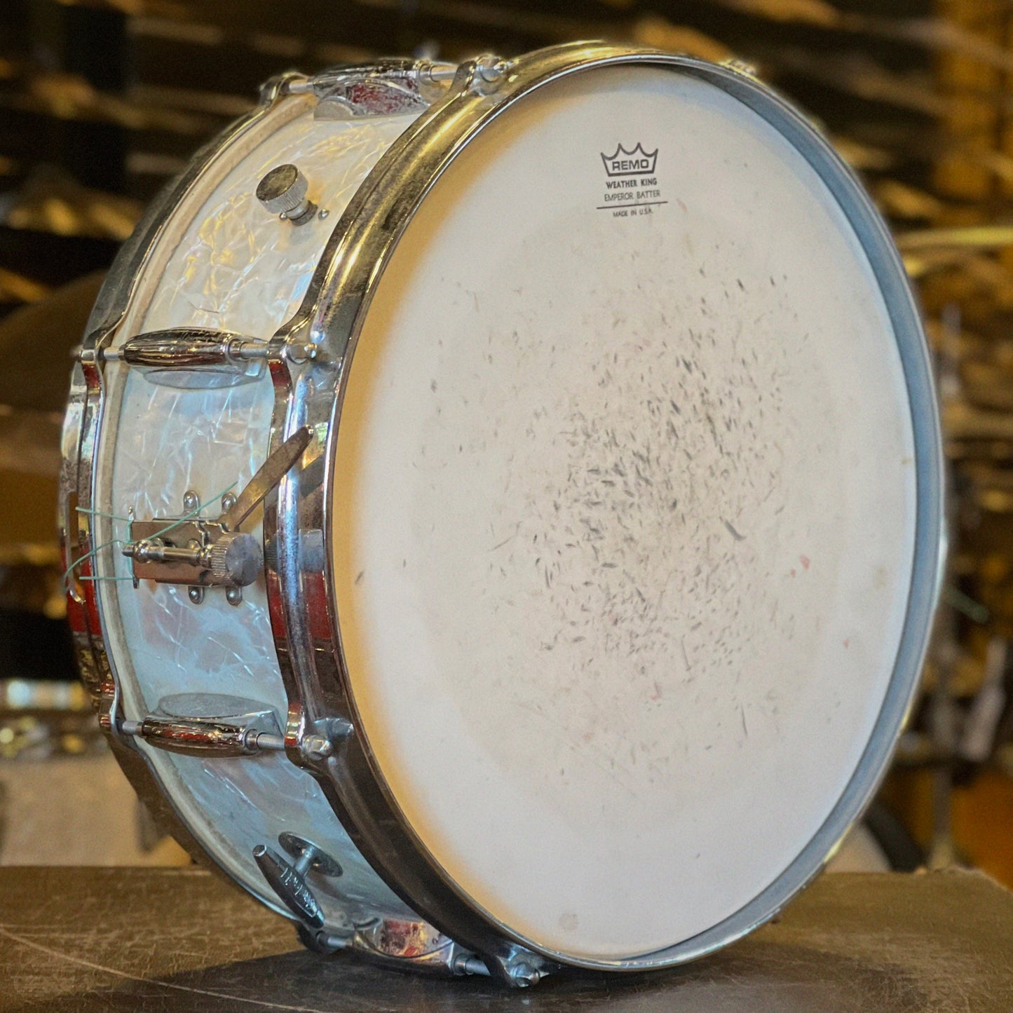 VINTAGE 1960's Gretsch 5.5x14 No. 4103 Renown Snare Drum in White Marine Pearl