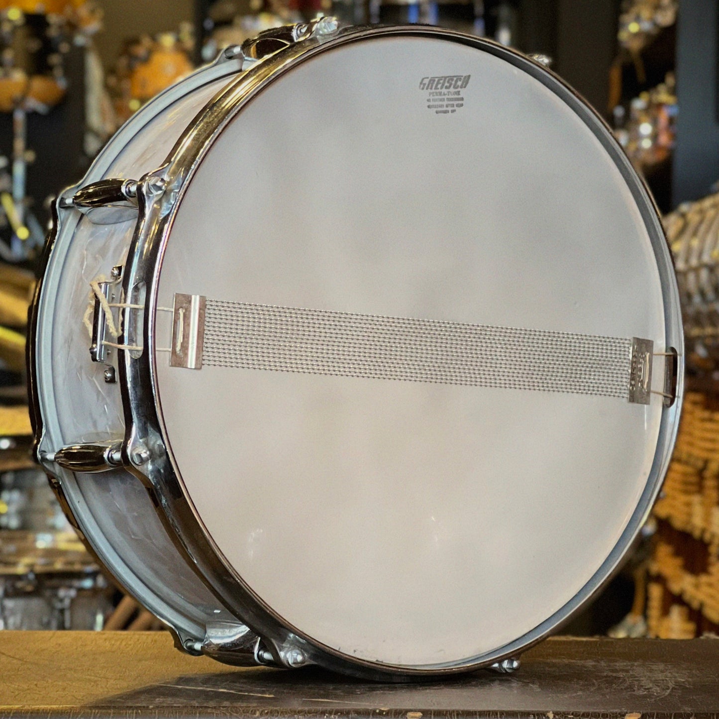 VINTAGE 1960's Gretsch 5.5x14 N0. 4103 Renown Snare Drum in White Marine Pearl