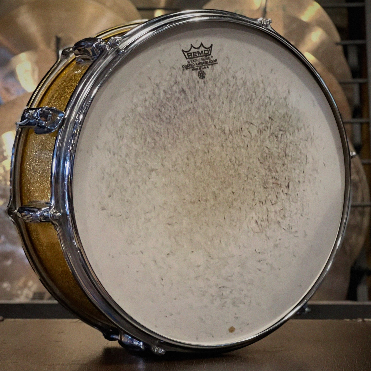 VINTAGE 1960's Slingerland 5.5x14 No. 161 Deluxe Student Model Snare Drum in Gold Sparkle