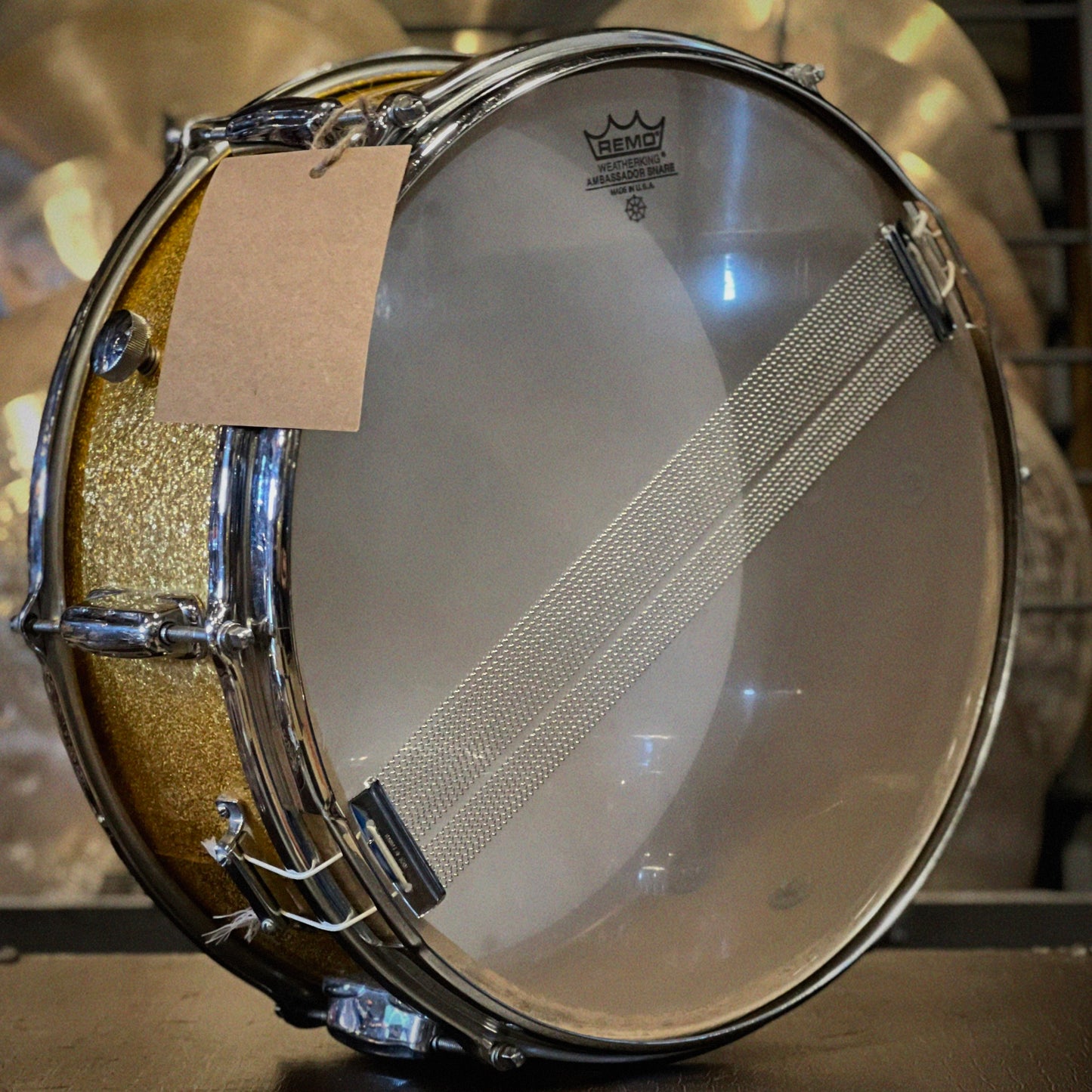 VINTAGE 1960's Slingerland 5.5x14 No. 161 Deluxe Student Model Snare Drum in Gold Sparkle