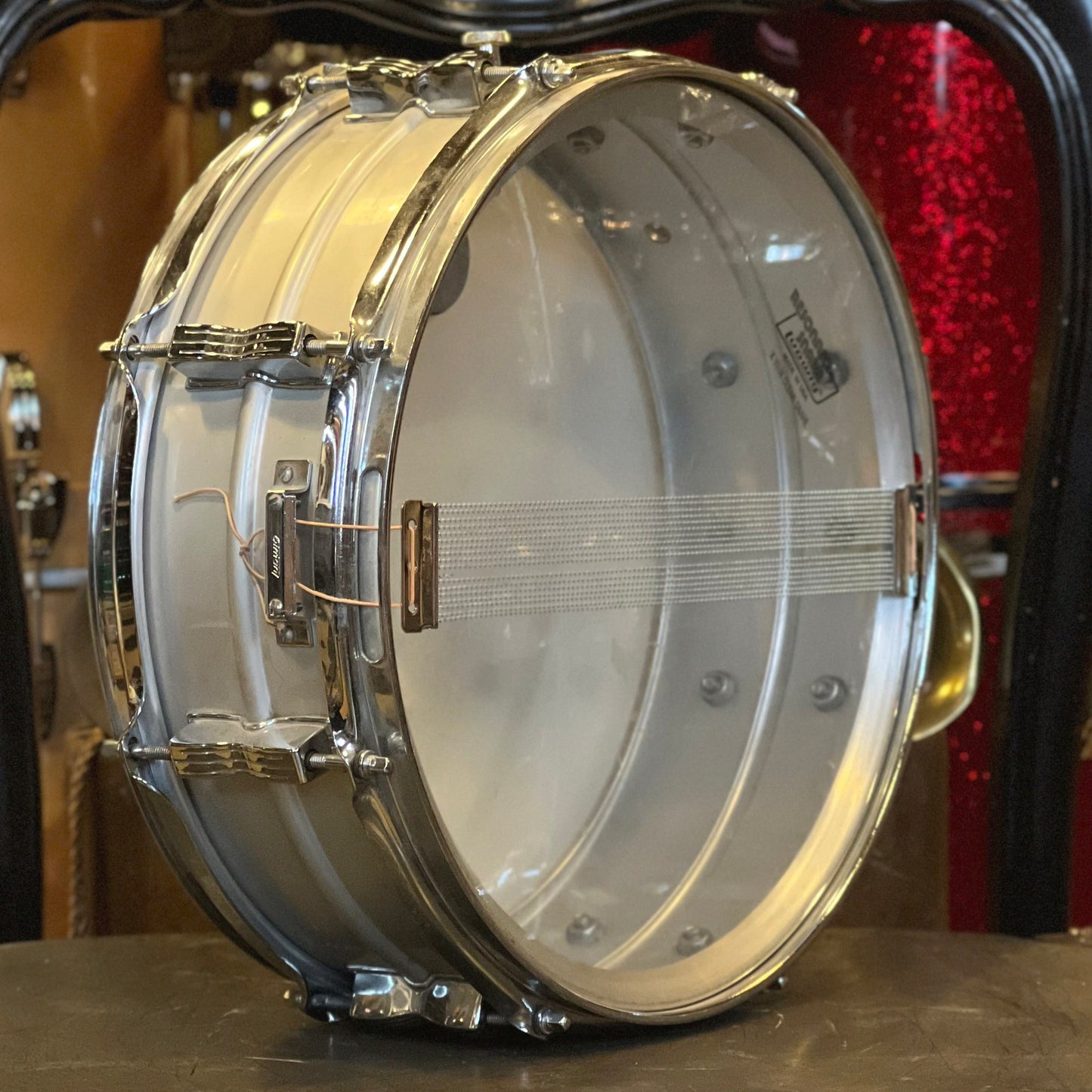 VINTAGE 1970's Ludwig 5x14 Blue & Olive Badge No. 404 Acrolite Snare Drum