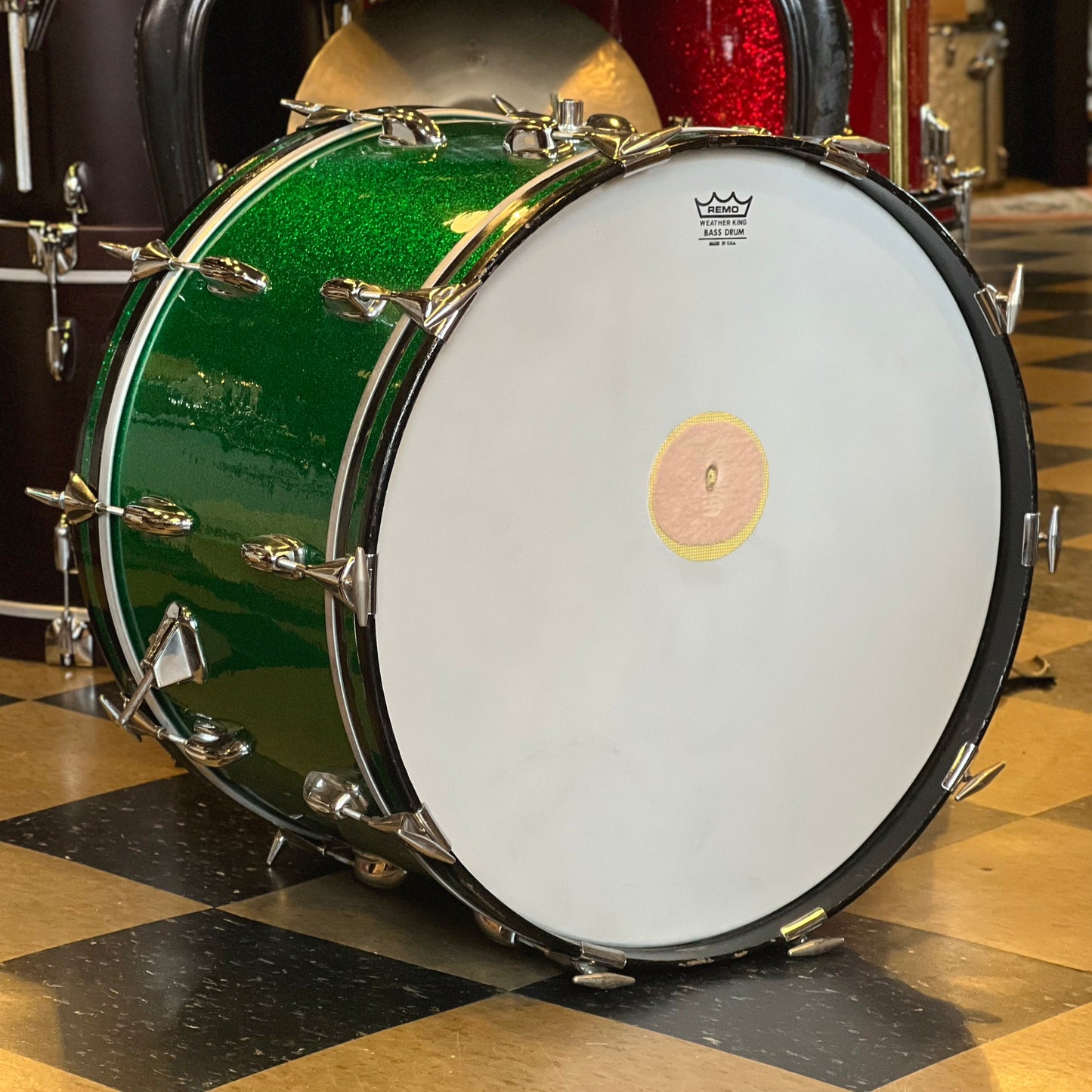 VINTAGE 1950s-60s Slingerland 22" Bass Drum in Green Sparkle