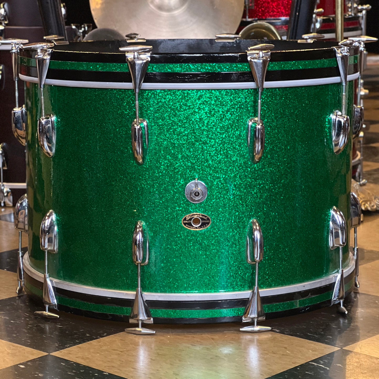 VINTAGE 1950s-60s Slingerland 22" Bass Drum in Green Sparkle