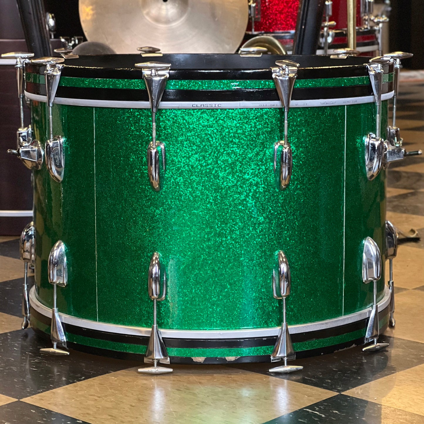 VINTAGE 1950s-60s Slingerland 22" Bass Drum in Green Sparkle