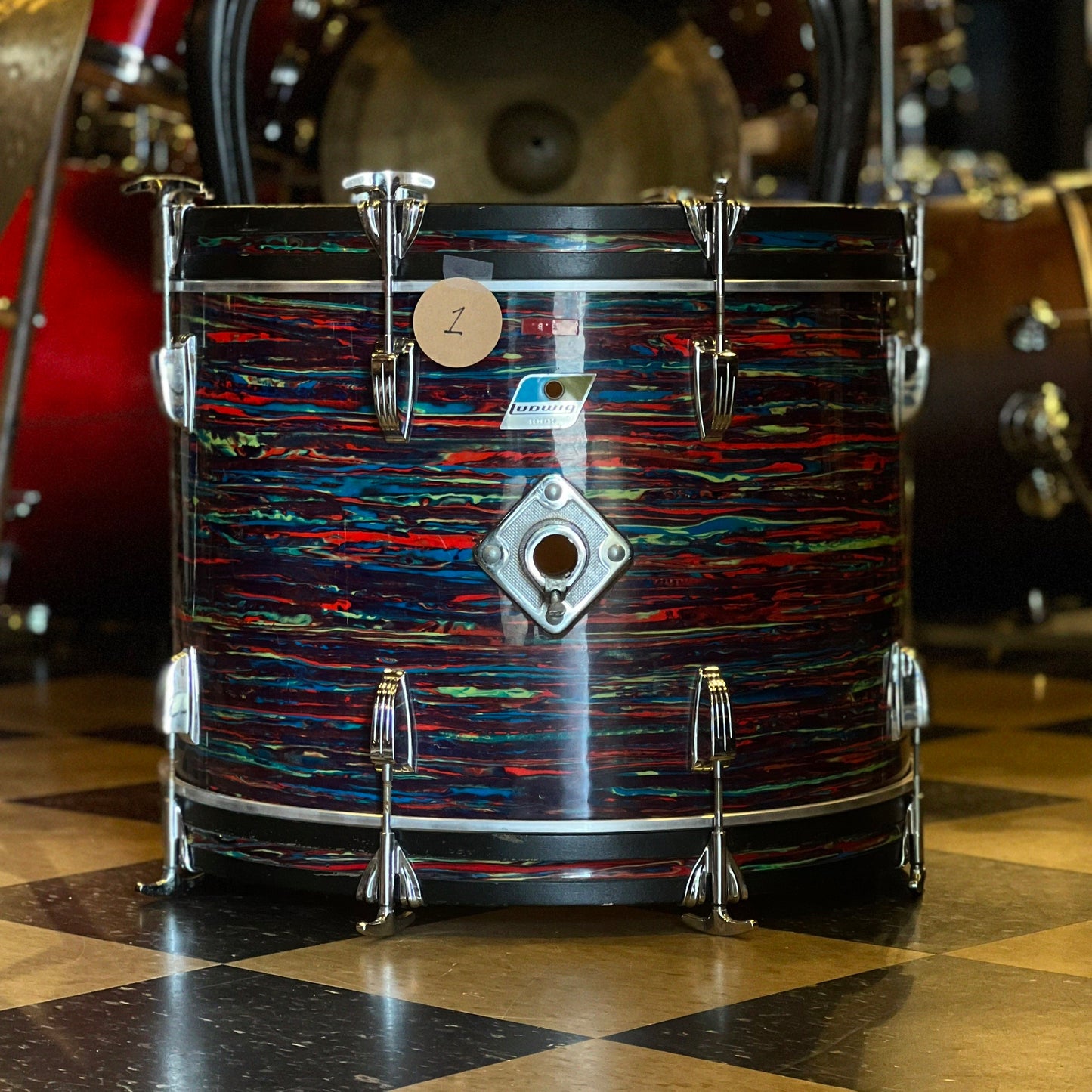 VINTAGE 1970's Ludwig Psychedelic Red Double Bass Outfit - 14x20, 14x20, 9x13, 9x13, 10x14, 16x18