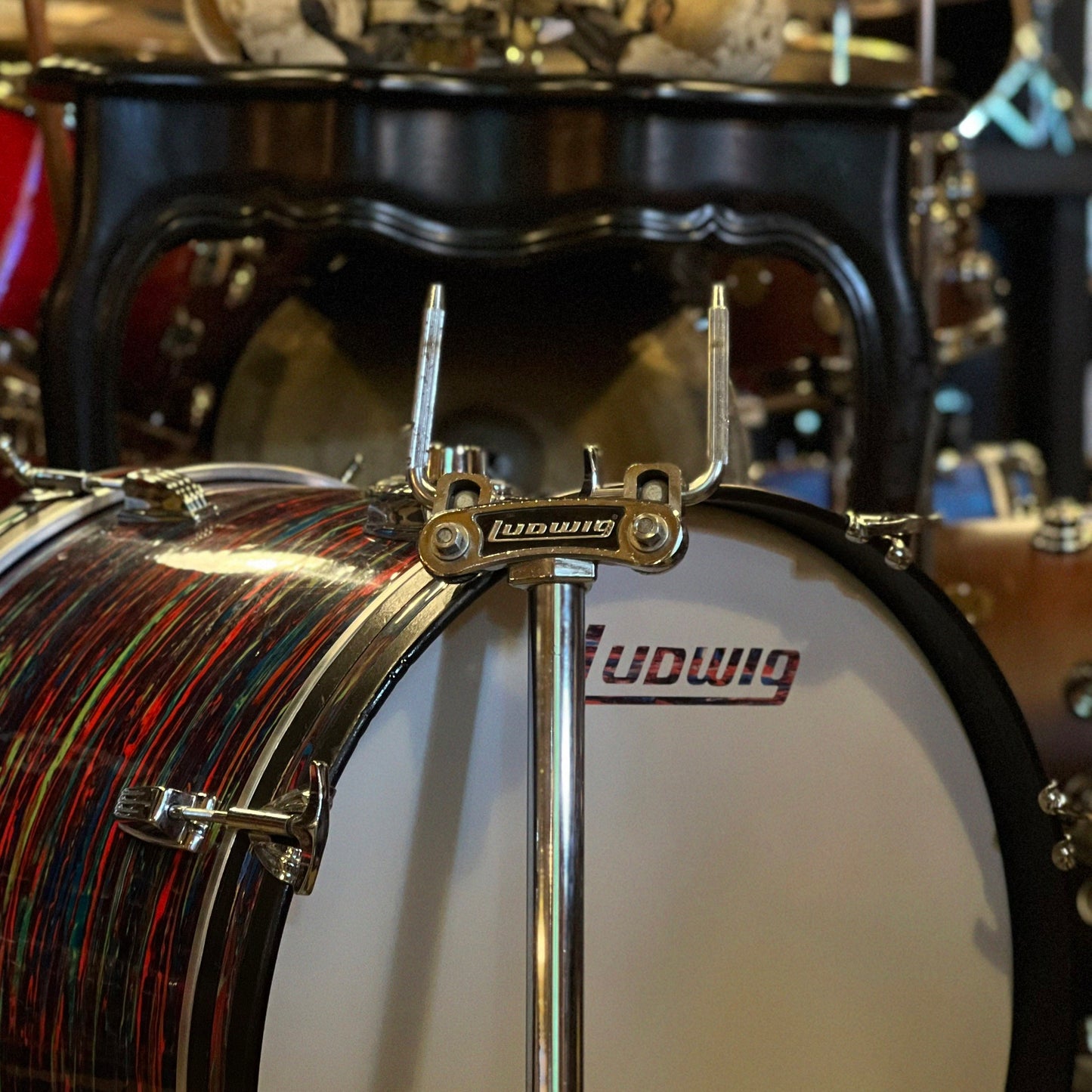 VINTAGE 1970's Ludwig Psychedelic Red Double Bass Outfit - 14x20, 14x20, 9x13, 9x13, 10x14, 16x18