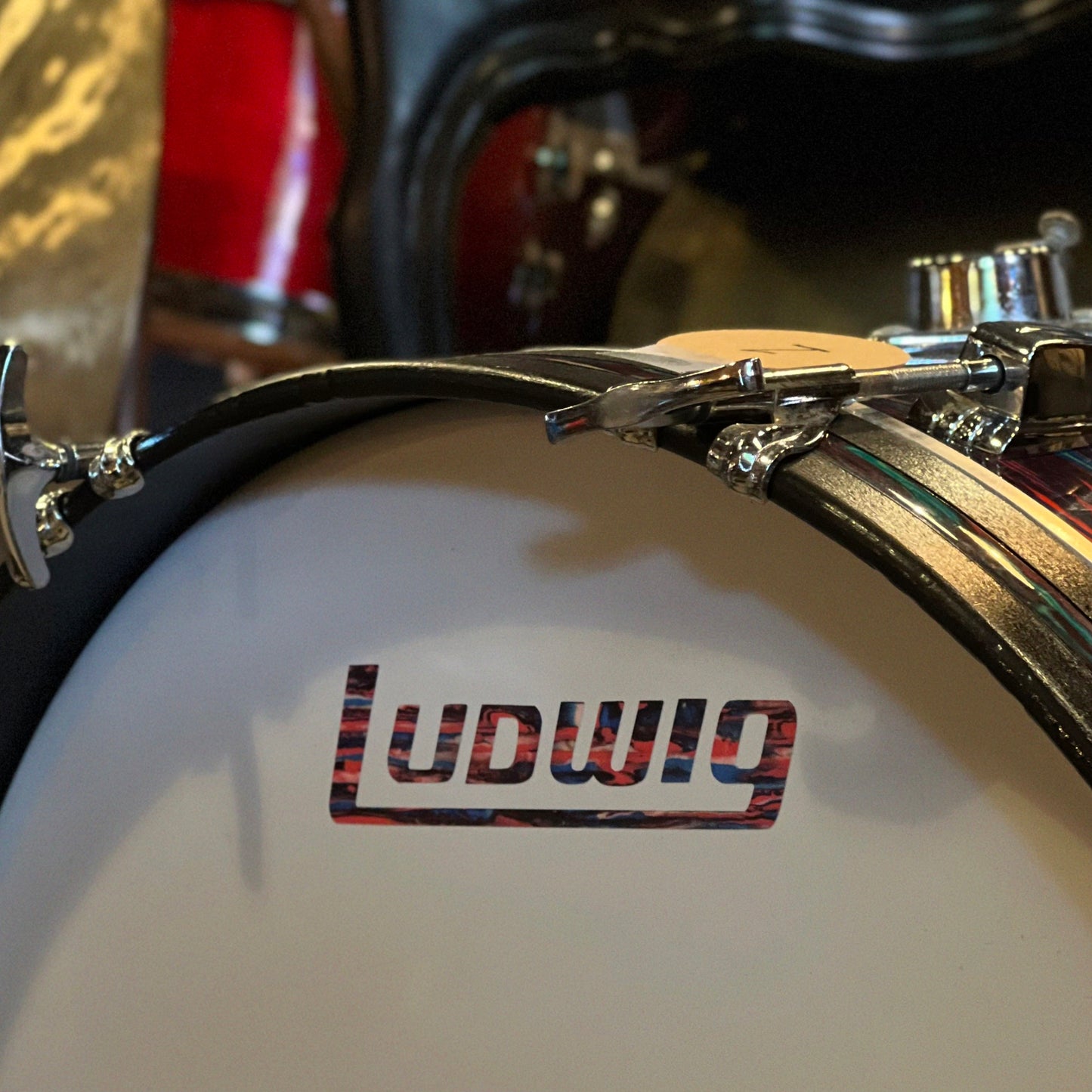 VINTAGE 1970's Ludwig Psychedelic Red Double Bass Outfit - 14x20, 14x20, 9x13, 9x13, 10x14, 16x18