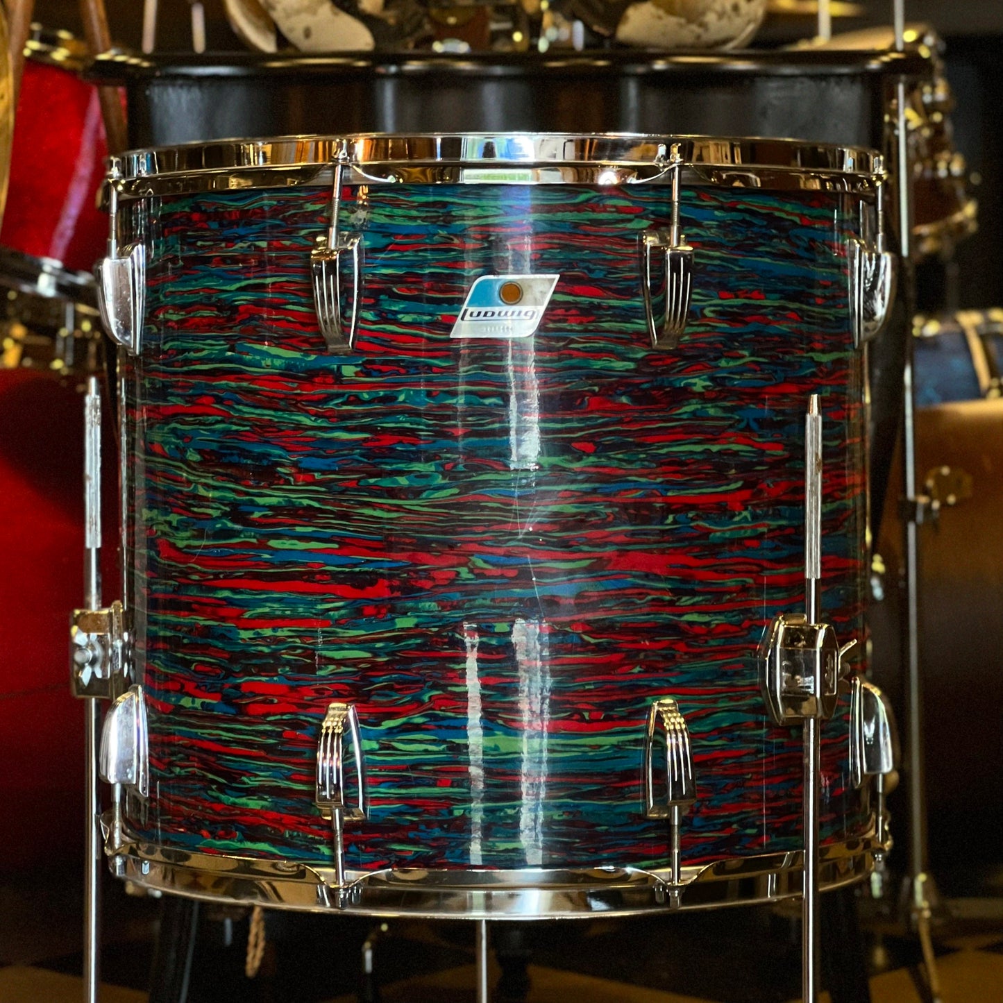 VINTAGE 1970's Ludwig Psychedelic Red Double Bass Outfit - 14x20, 14x20, 9x13, 9x13, 10x14, 16x18