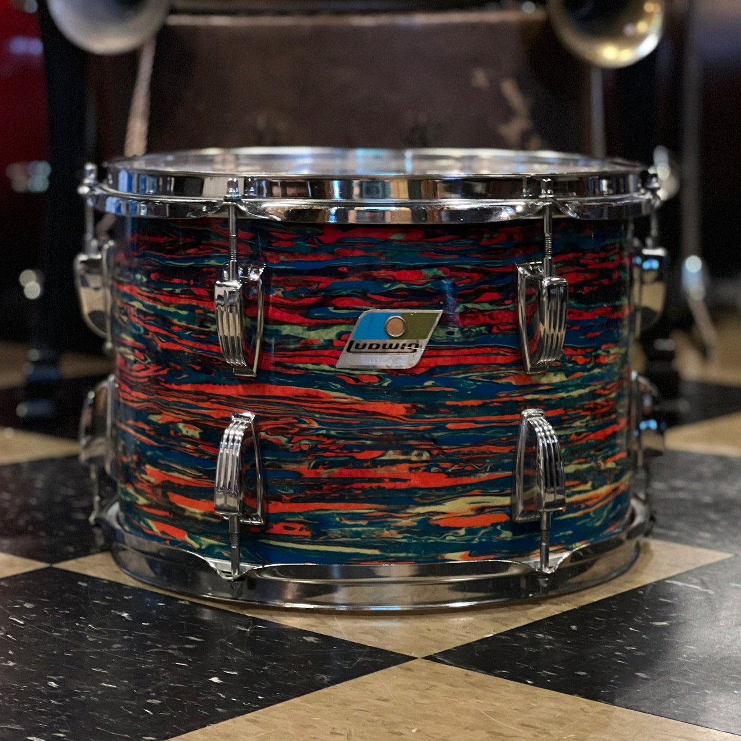 VINTAGE 1970's Ludwig Psychedelic Red Double Bass Outfit - 14x20, 14x20, 9x13, 9x13, 10x14, 16x18