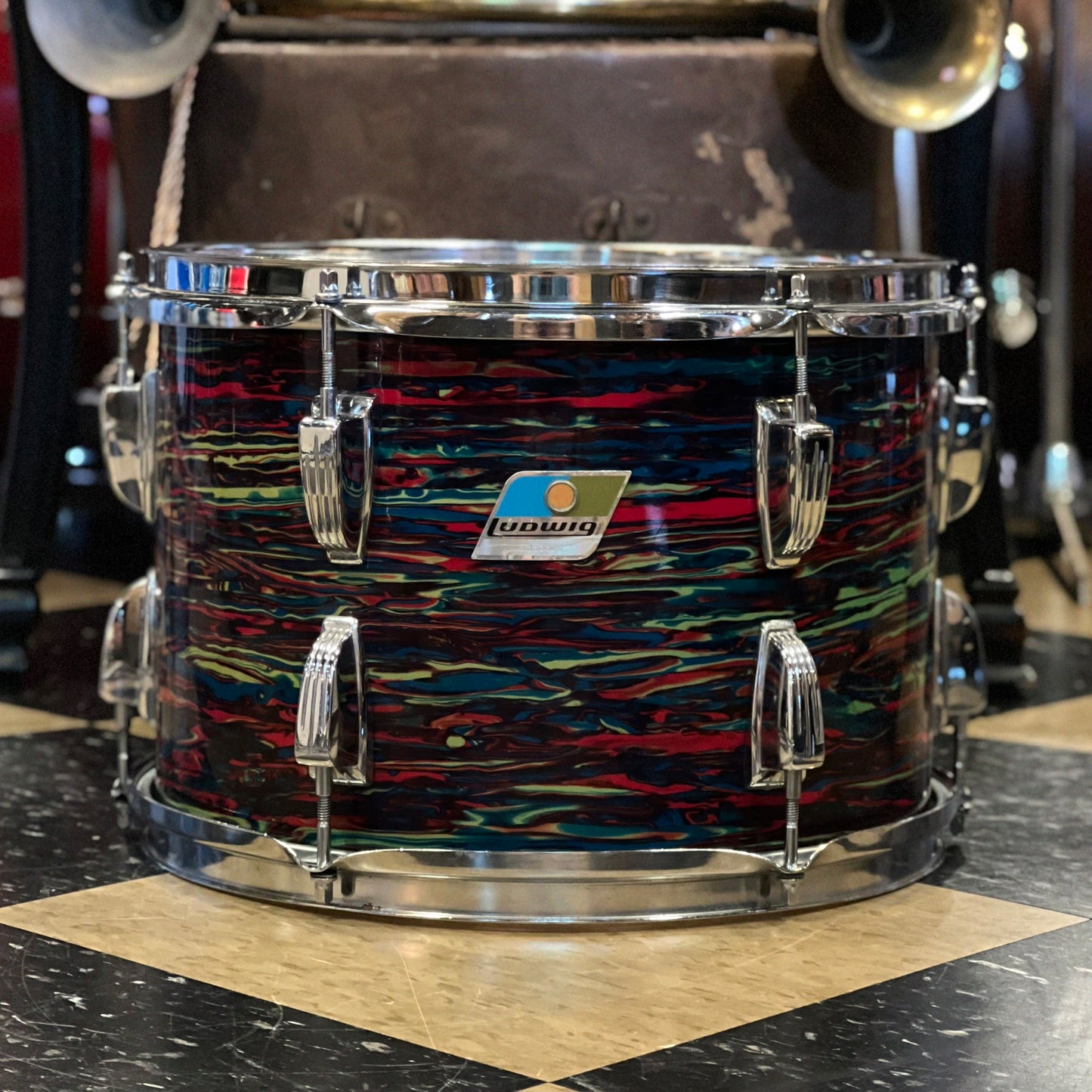 VINTAGE 1970's Ludwig Psychedelic Red Double Bass Outfit - 14x20, 14x20, 9x13, 9x13, 10x14, 16x18