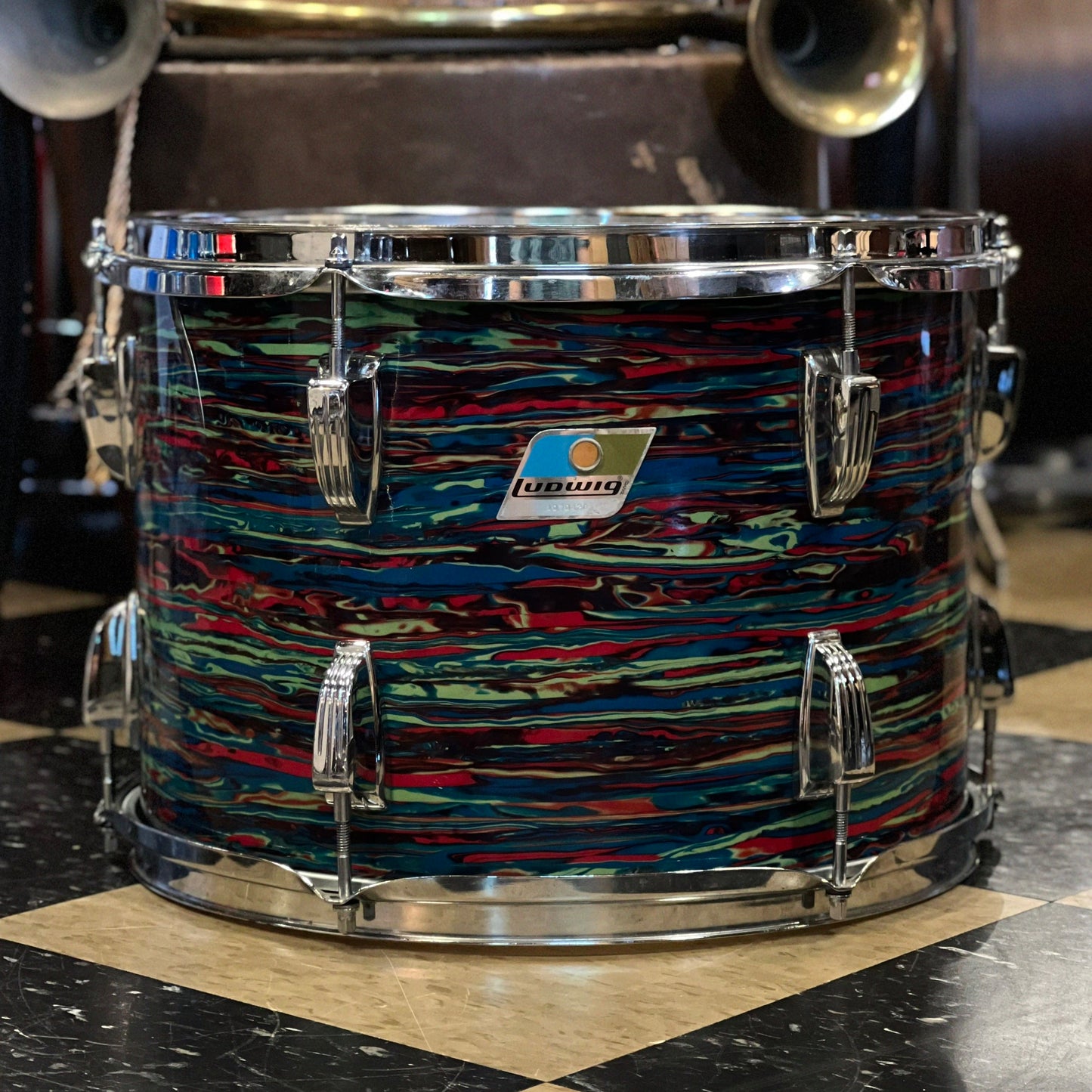 VINTAGE 1970's Ludwig Psychedelic Red Double Bass Outfit - 14x20, 14x20, 9x13, 9x13, 10x14, 16x18
