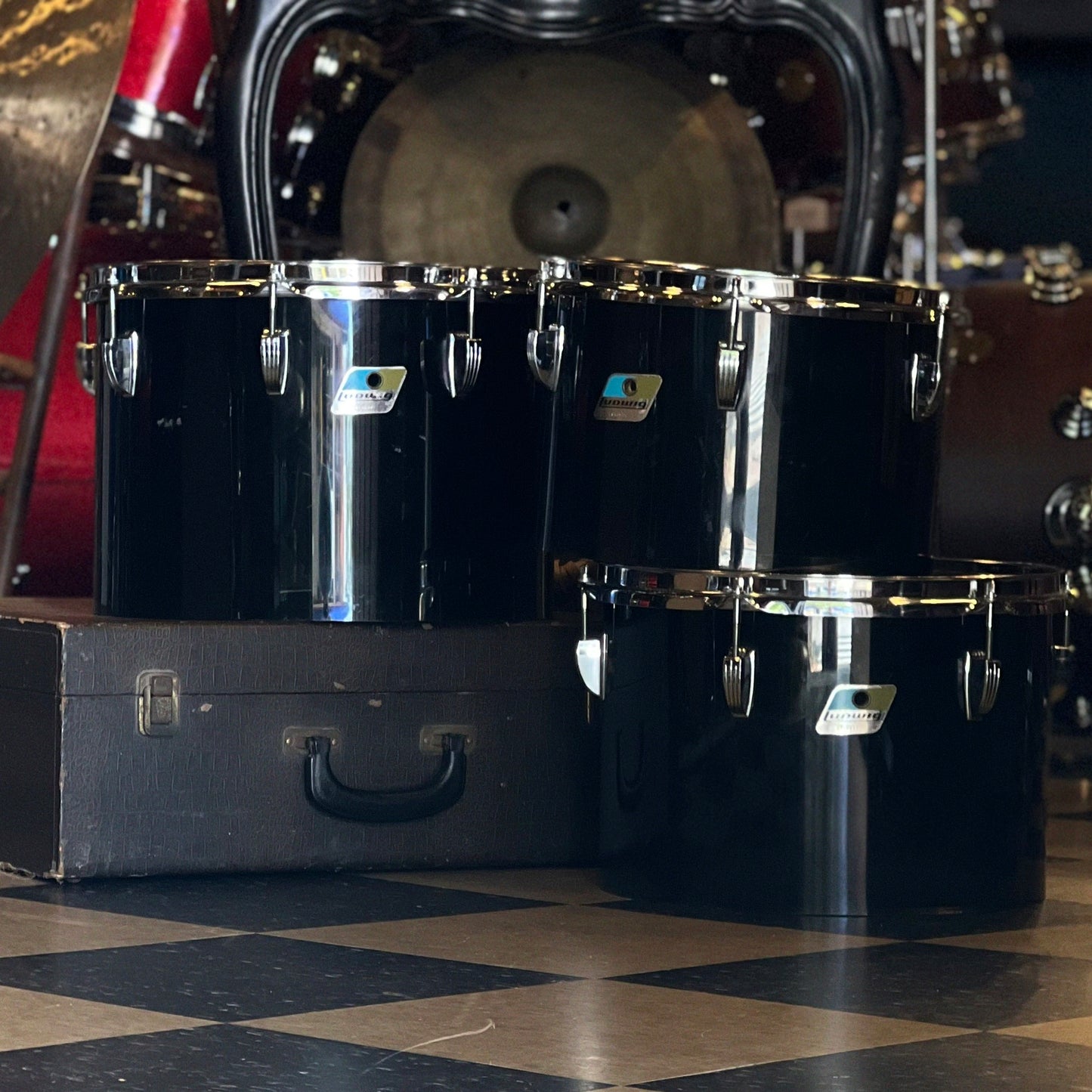VINTAGE 1979 Ludwig Vistalite Drum Set in Smoke Acrylic - 14x24, 8x12, 9x13, 10x14, 16x16, 16x18