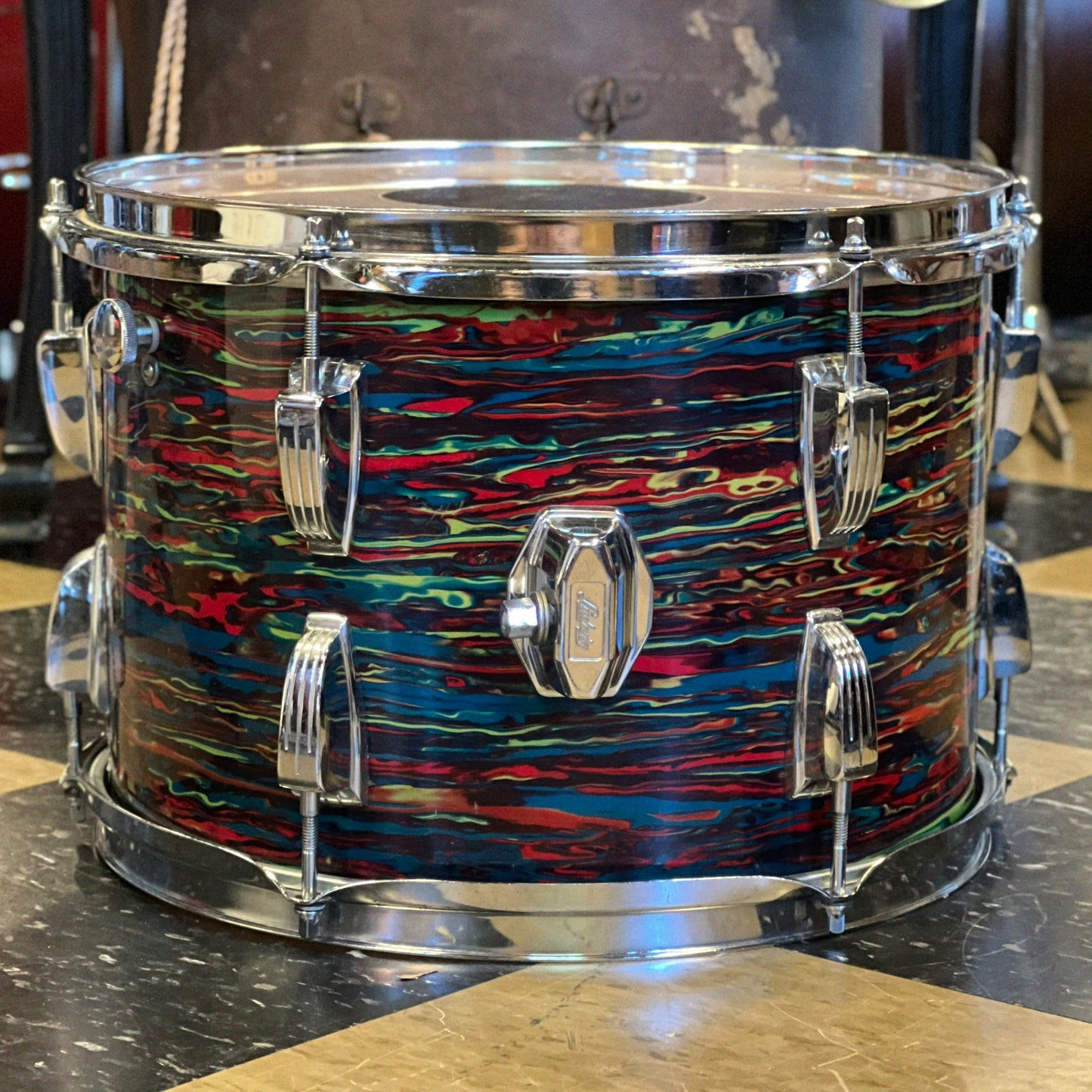 VINTAGE 1970's Ludwig 9x13 Tom in Psychedelic Red