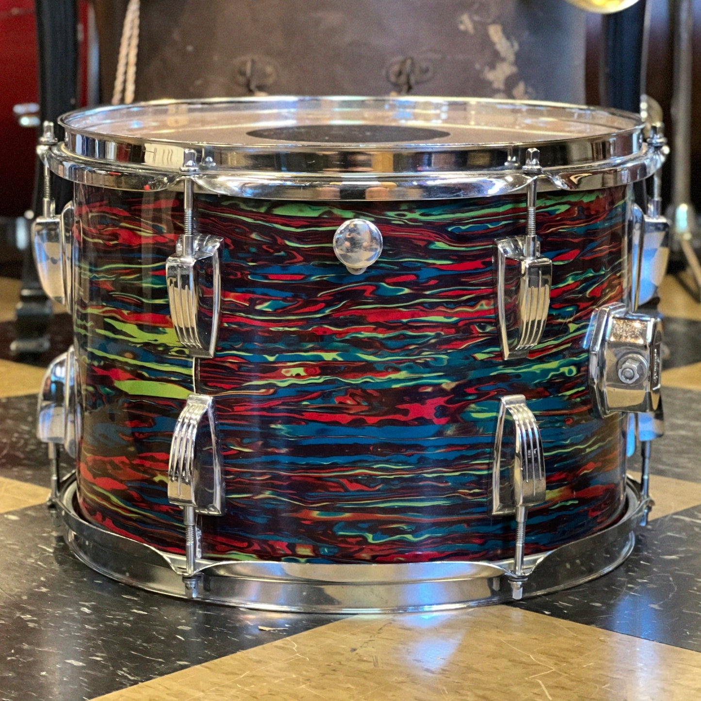 VINTAGE 1970's Ludwig 9x13 Tom in Psychedelic Red