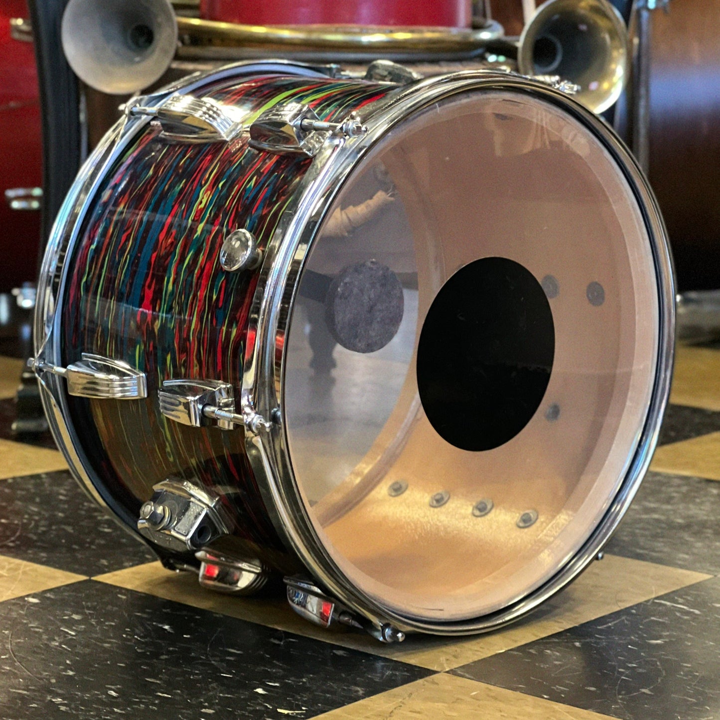 VINTAGE 1970's Ludwig 9x13 Tom in Psychedelic Red