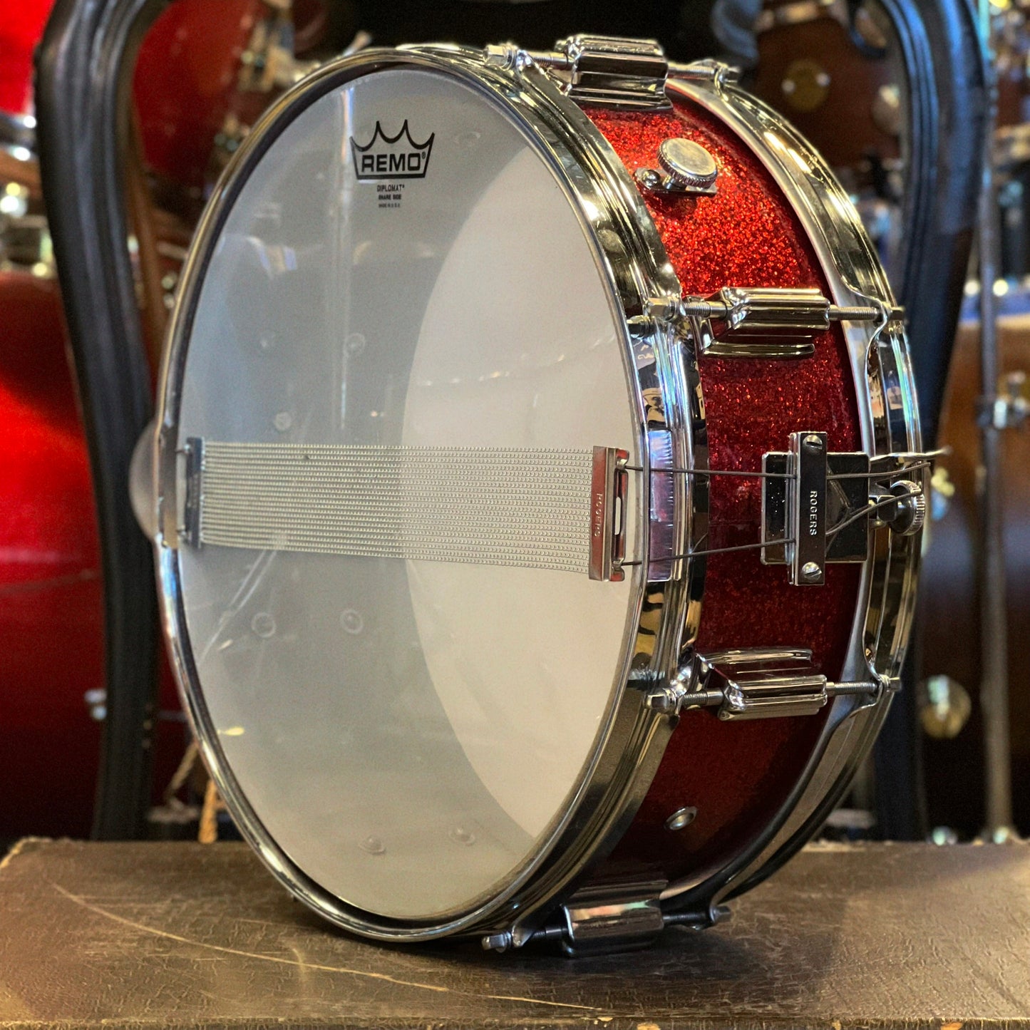 VINTAGE 1960's Rogers 5x14 Tower Snare Drum in Red Sparkle