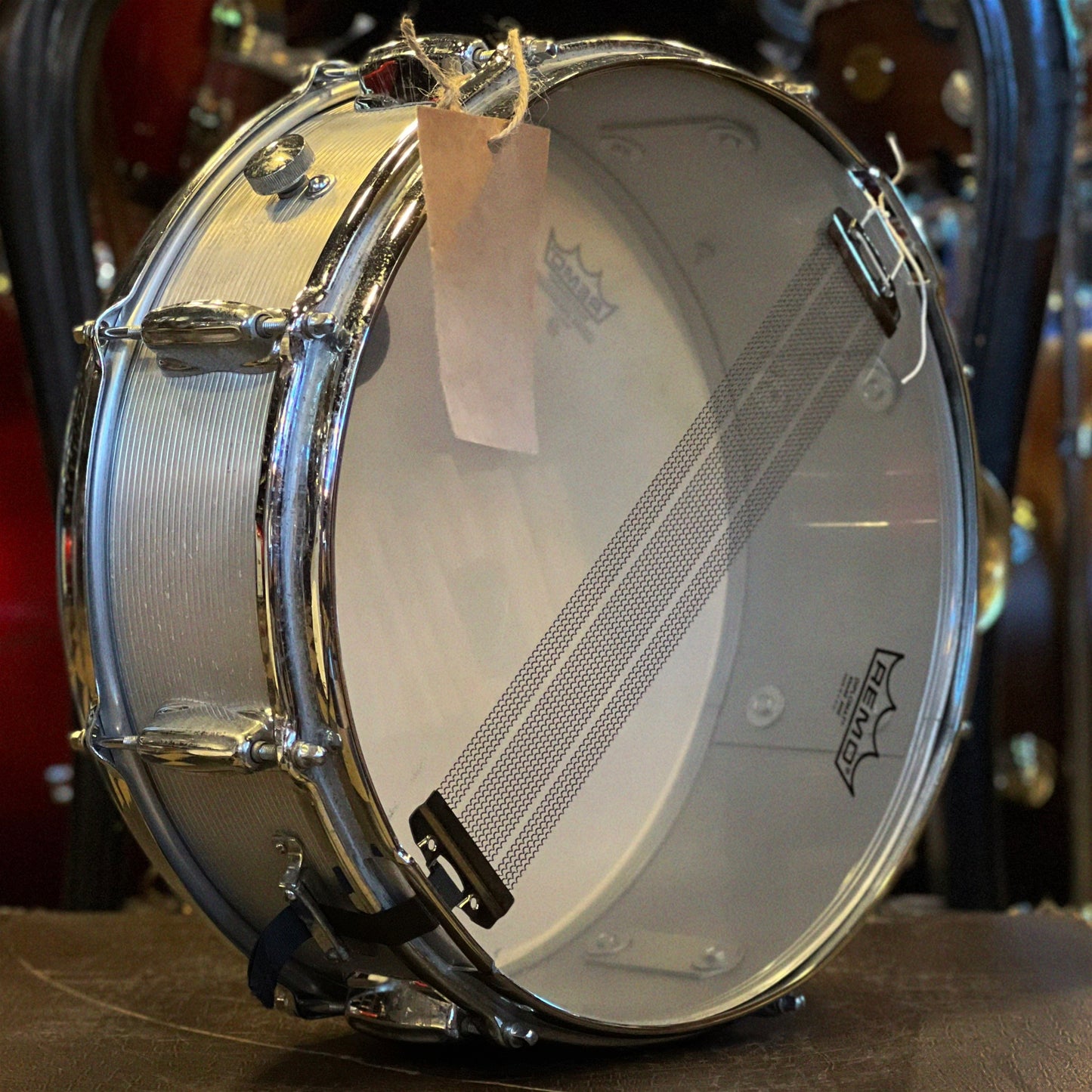 VINTAGE 1970's Slingerland 5x14 No. 140 Student Model Ribbed Aluminum Snare Drum