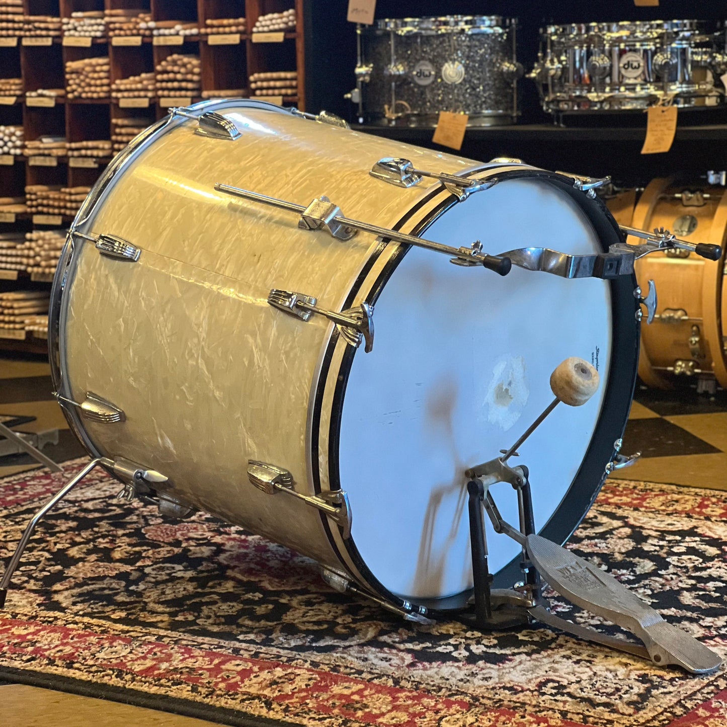 VINTAGE 1950's WFL Cocktail Combo Drum In White Marine Pearl - 18x20