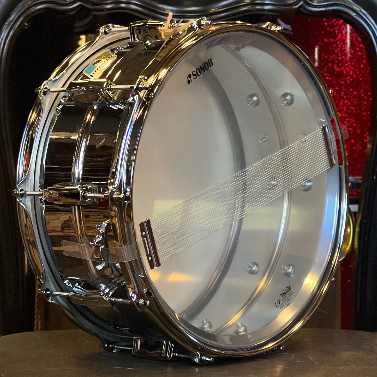 USED Ludwig Supraphonic 6.5x14 LM402 w/ Blue & Olive Badge