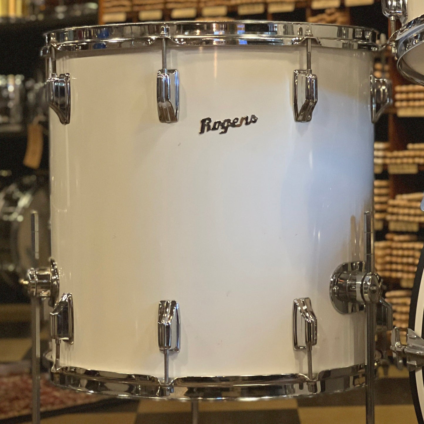 VINTAGE 1970's Rogers Fullerton Era Four Piece Drum Set in New England White - 14x22, 8x12, 9x13, 16x16