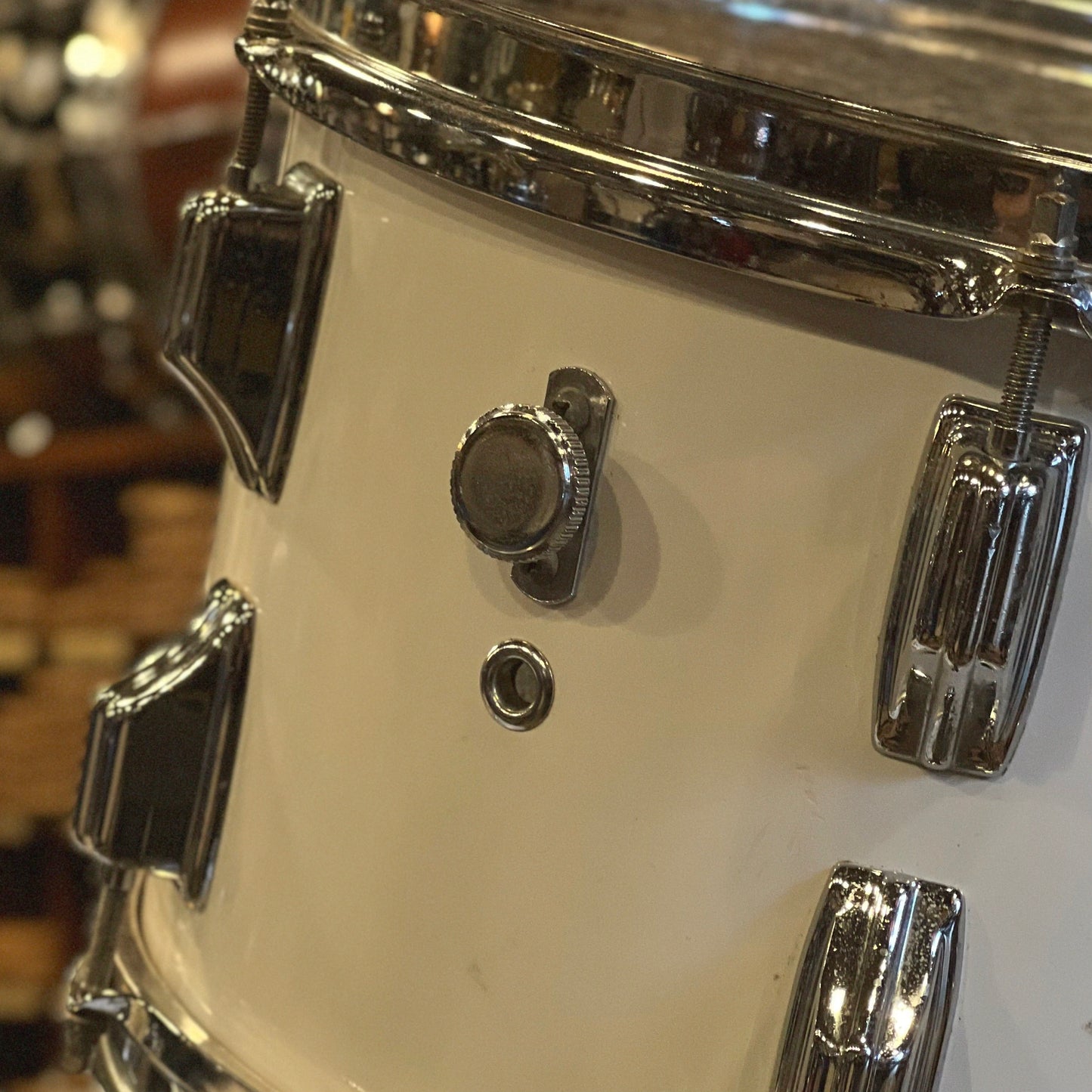 VINTAGE 1970's Rogers Fullerton Era Four Piece Drum Set in New England White - 14x22, 8x12, 9x13, 16x16