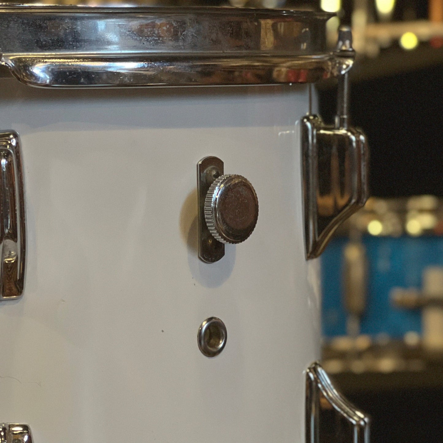 VINTAGE 1970's Rogers Fullerton Era Four Piece Drum Set in New England White - 14x22, 8x12, 9x13, 16x16