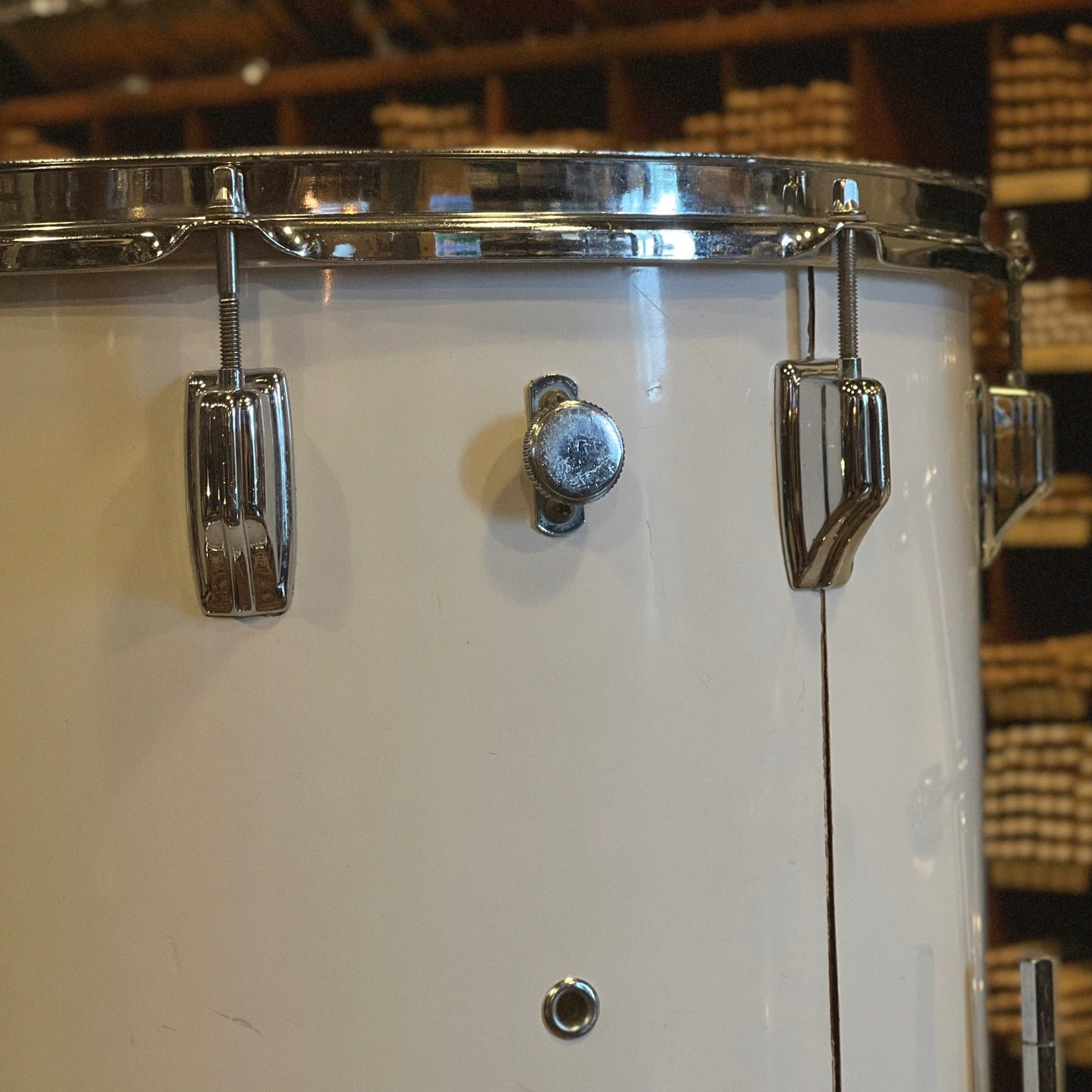 VINTAGE 1970's Rogers Fullerton Era Four Piece Drum Set in New England White - 14x22, 8x12, 9x13, 16x16